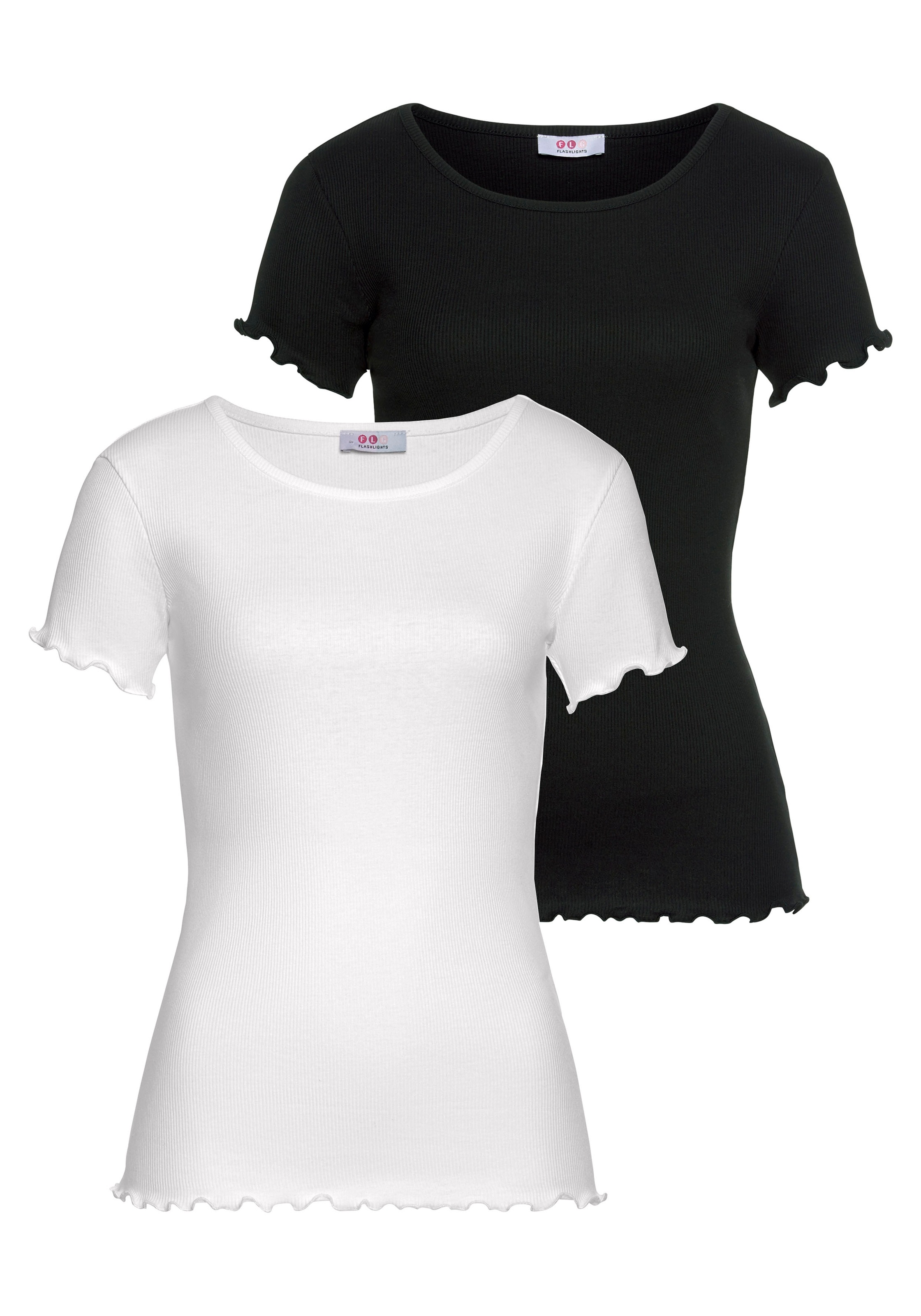 Image of Flashlights T-Shirt, (Packung, 2er-Pack), mit gewelltem Abschluss bei Ackermann Versand Schweiz