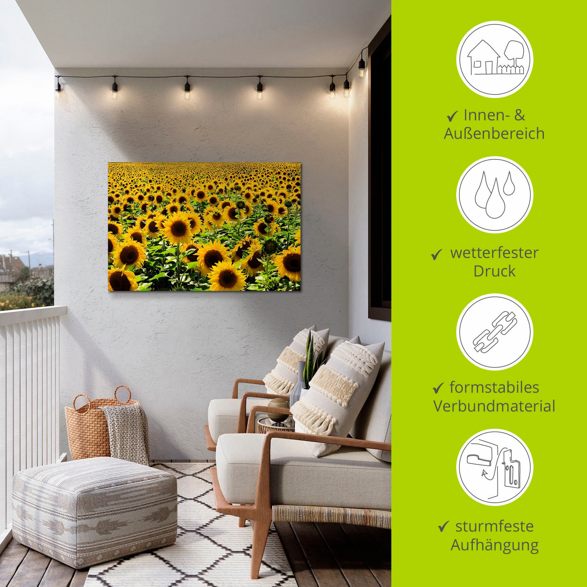 Artland Wandbild »Sonnenblumenfeld« Blumen 1 Stk. tlg. als Alubild, Leinwandbild in verschied. Grössen