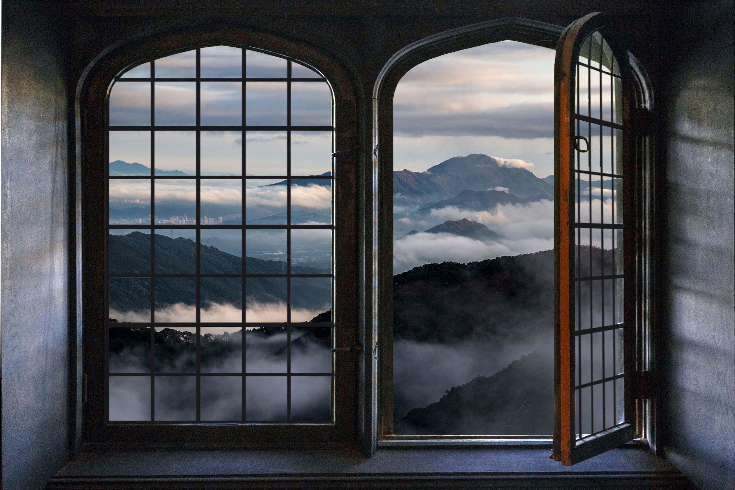 Image of queence Wandsticker "Wolkendecke" Wandsticker, Wandbild, selbstklebend, 3D, Fenster