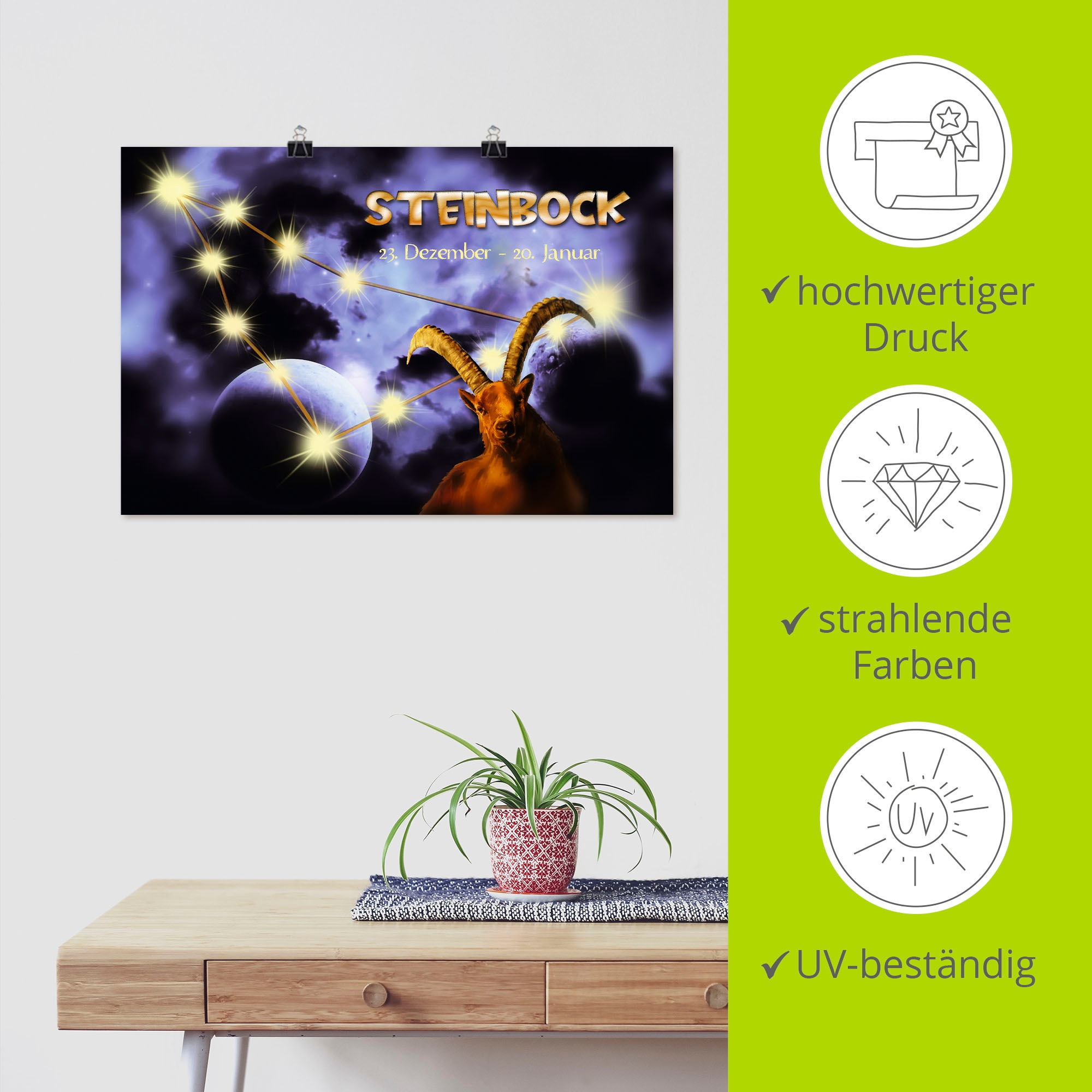 Artland Wandbild »Sternzeichen - Steinbock«, Bilder von Sternzeichen, (1 St.), als Leinwandbild, Poster in verschied. Grössen
