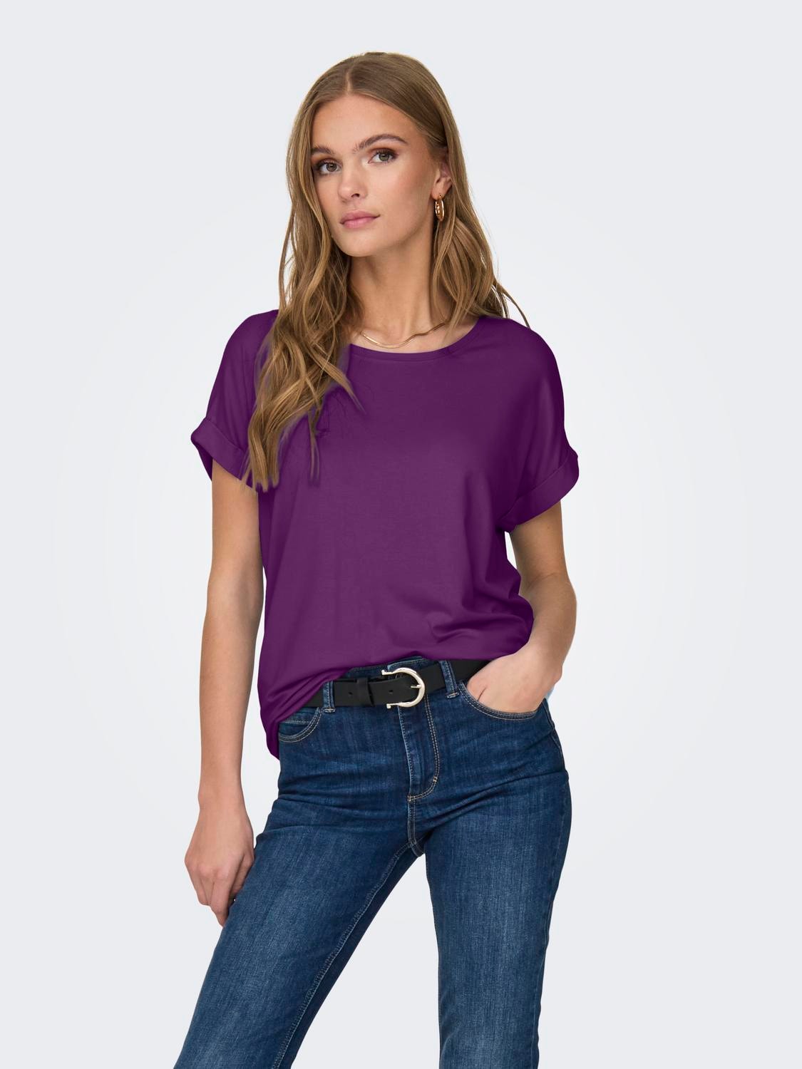 T-Shirt »ONLMOSTER S/S O-NECK TOP NOOS JRS«, mit Aufschlag am Arm