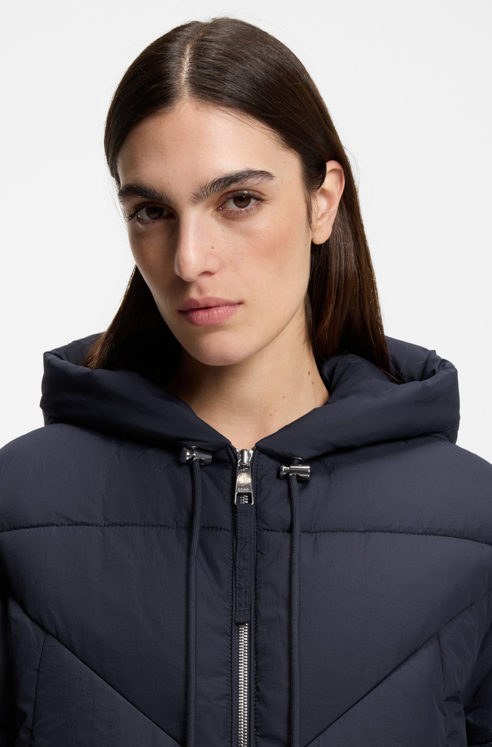 BOSS ORANGE Manteau matelassé »Piapolly Premium Damenmode« mit Kapuze, Chevron-Steppung