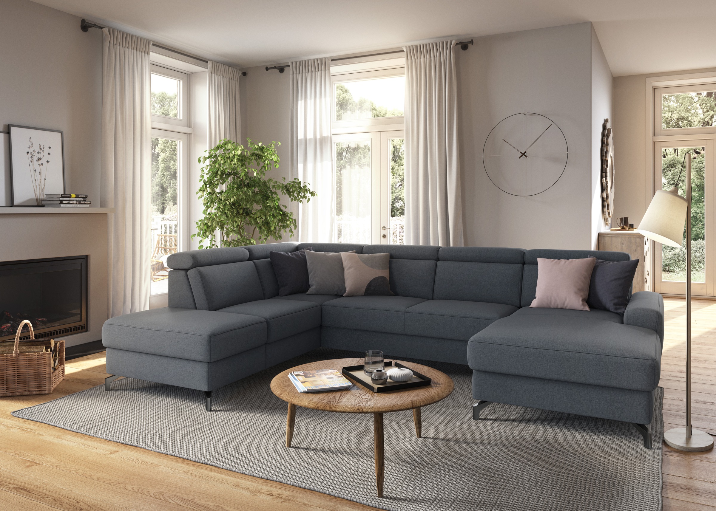 sit&more Wohnlandschaft »Scarlett U-Form«, inklusive Kopfteilverstellung, wahlweise mit Bettfunktion, Bettkasten