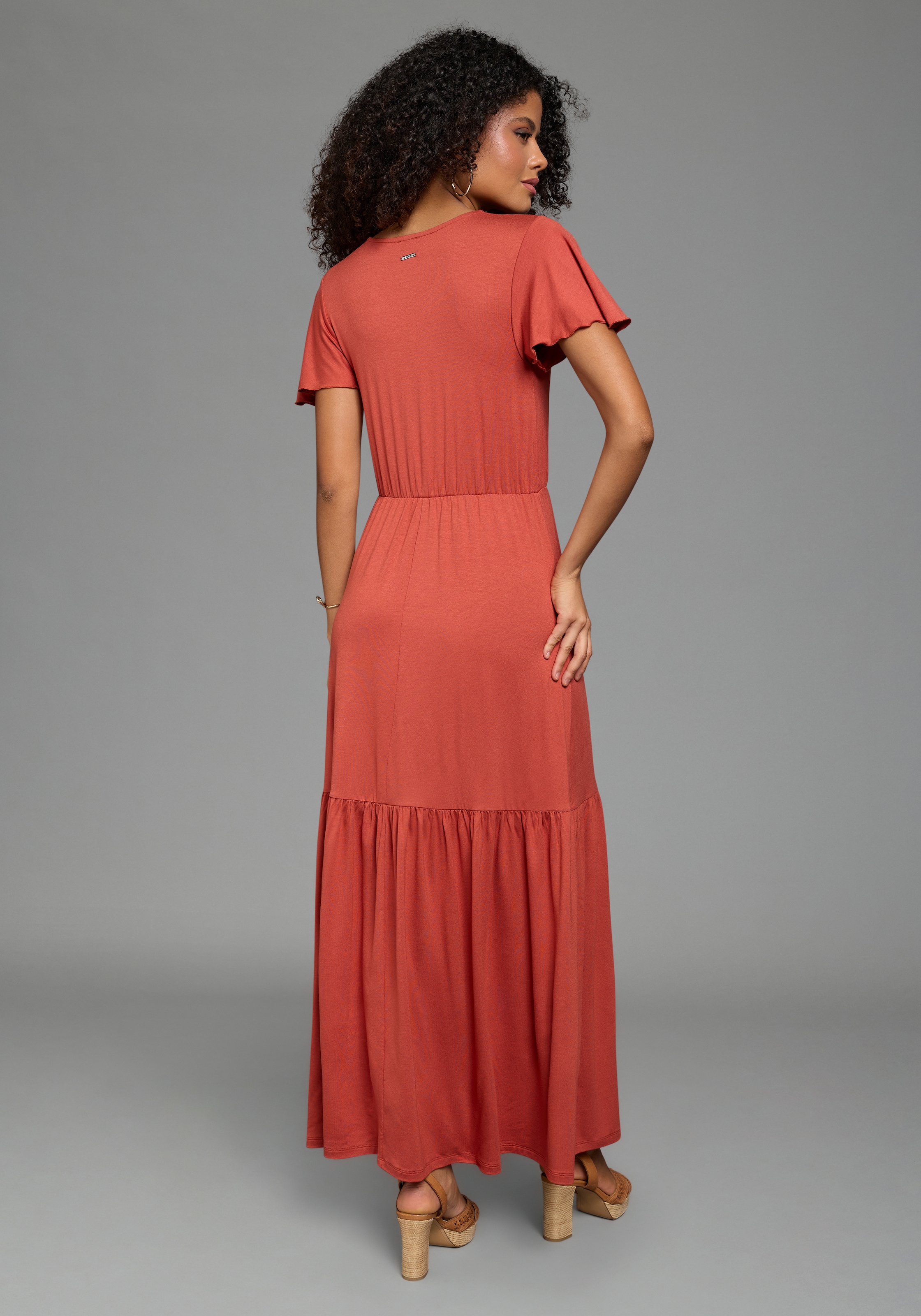 Laura Scott Sommerkleid langer Schnitt, für warme Tage, aus Single Jersey, mit Flügelärmeln