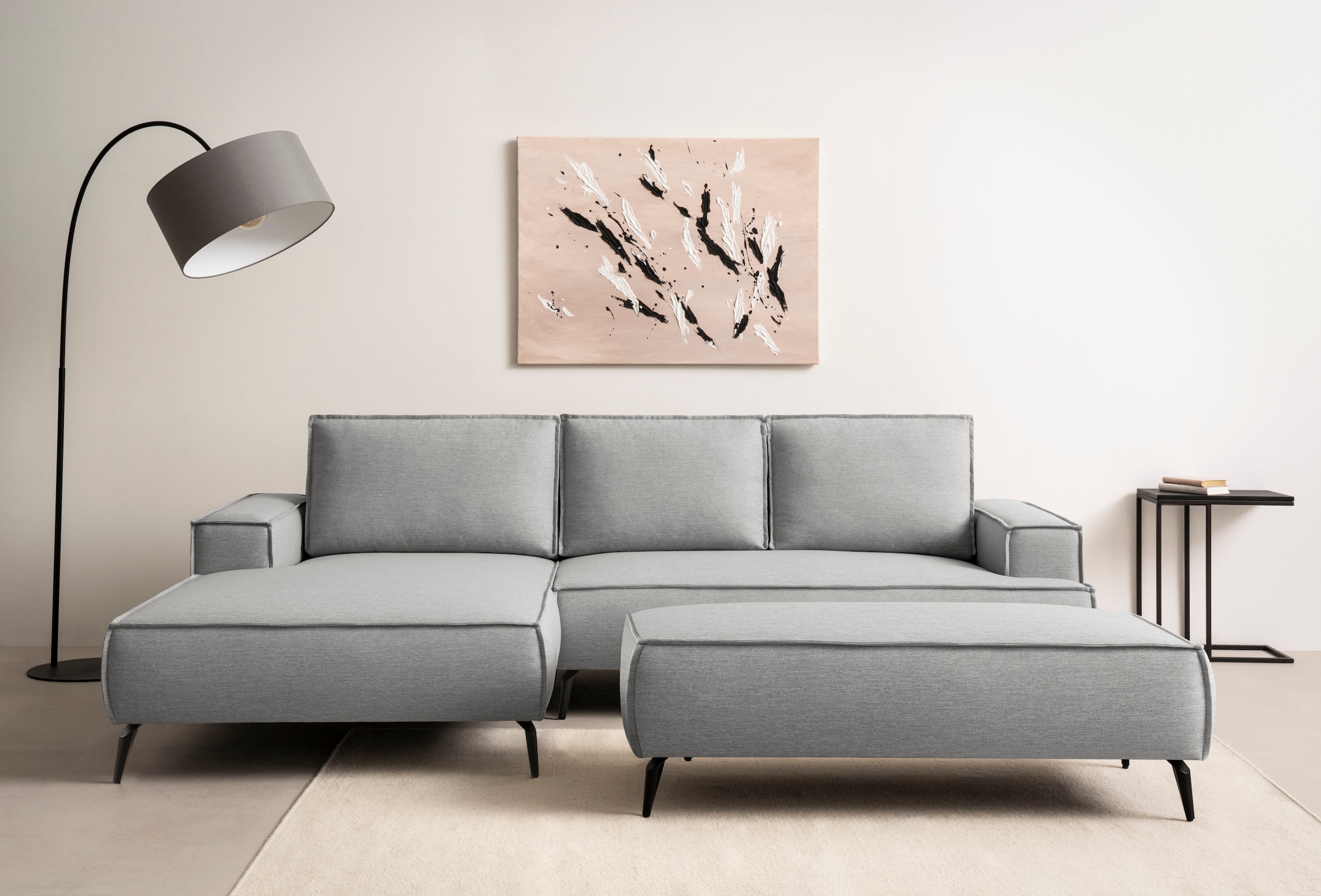 GOODproduct Groupe de sièges »TVINNU, Polsterecke L-Form, Schlaffunktion, mit Hocker« Ensemble,  Set, stellbar zum Schlafsofa (Krokodilverbinder)
