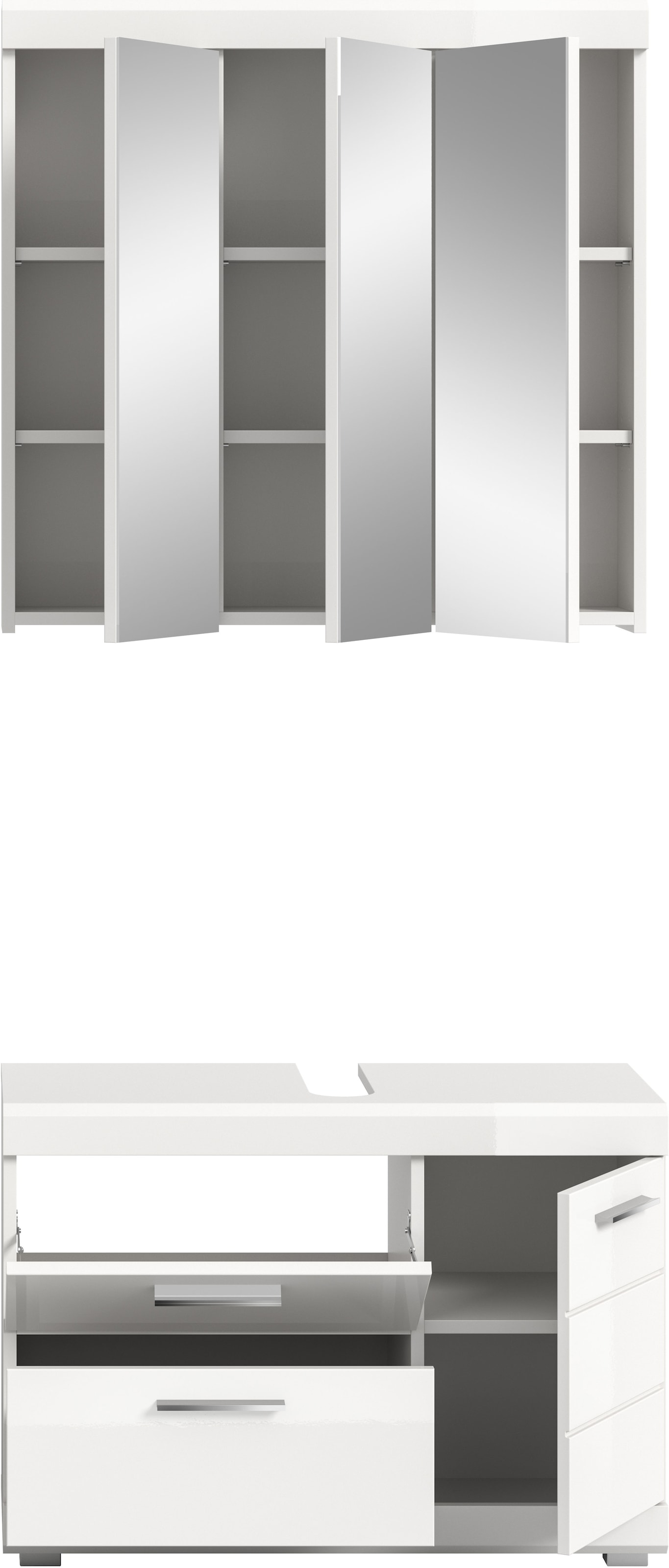 welltime Ensemble de meubles de salle de bain »SIENA, 2-teilig, Waschbeckenunterschrank & Spiegelschrank, MDF-Front«