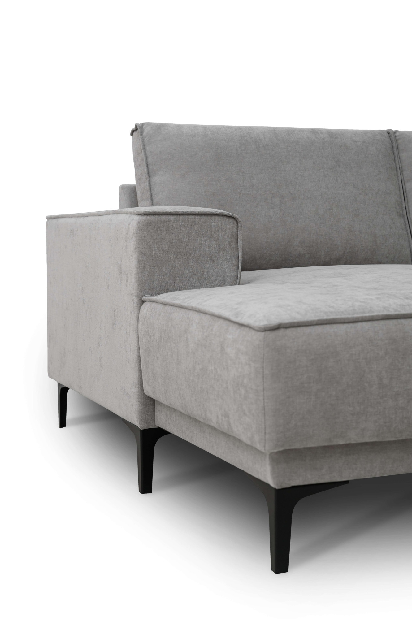 Places of Style Wohnlandschaft »XXL Sofa Oland, Struktur, Flachgewebe, Luxus-Microfaser, Boucle«, U-Form, 342 cm, Wellenunterfederung, Skandi-Design, Metallfüsse