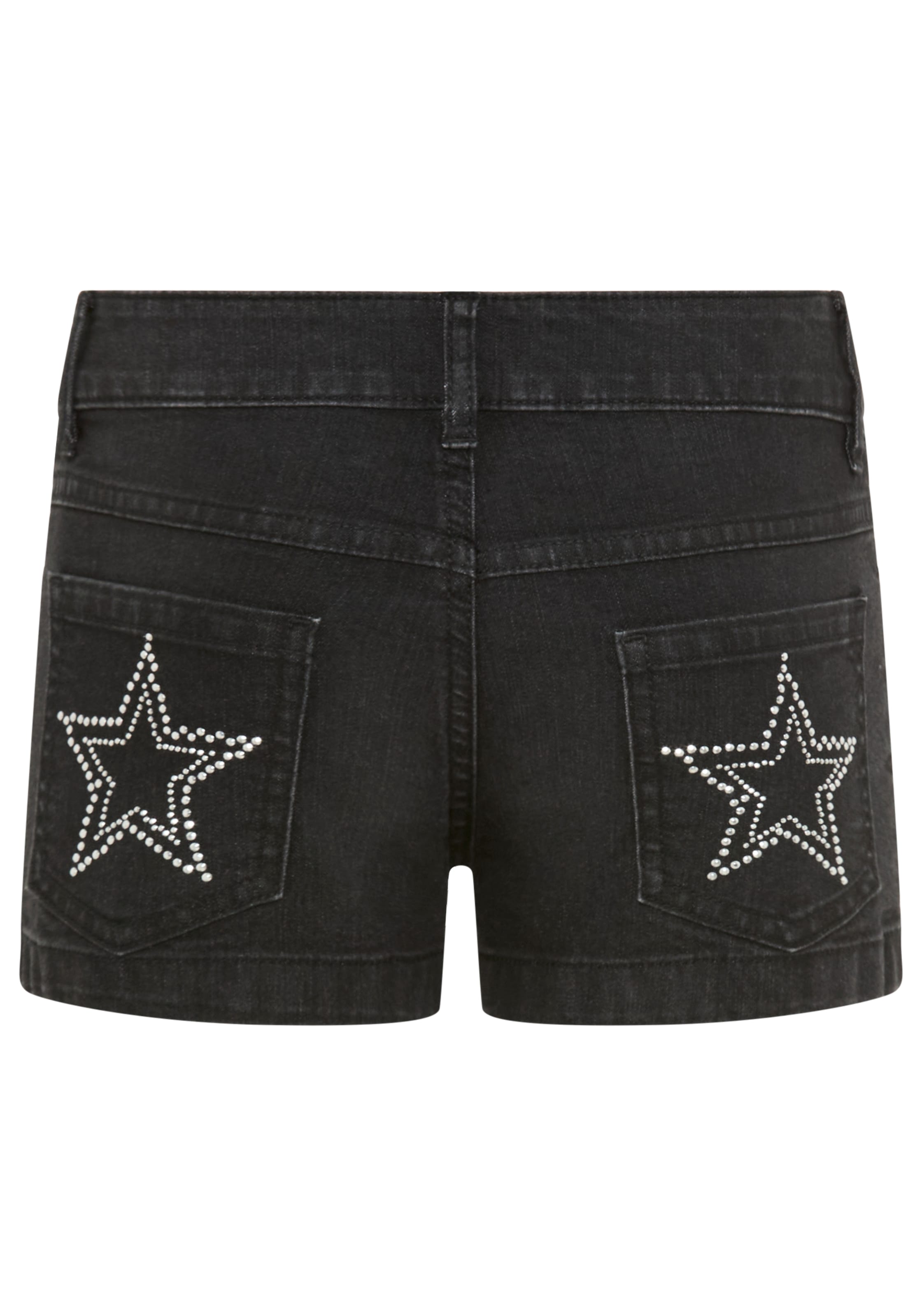 Bruno Banani Short »Stretch-Jeans Shorts mit Strass-Steinen, Glitzersterne auf Po-Tasche«  bequeme Passform mit normaler Leibhöhe, für Mädchen