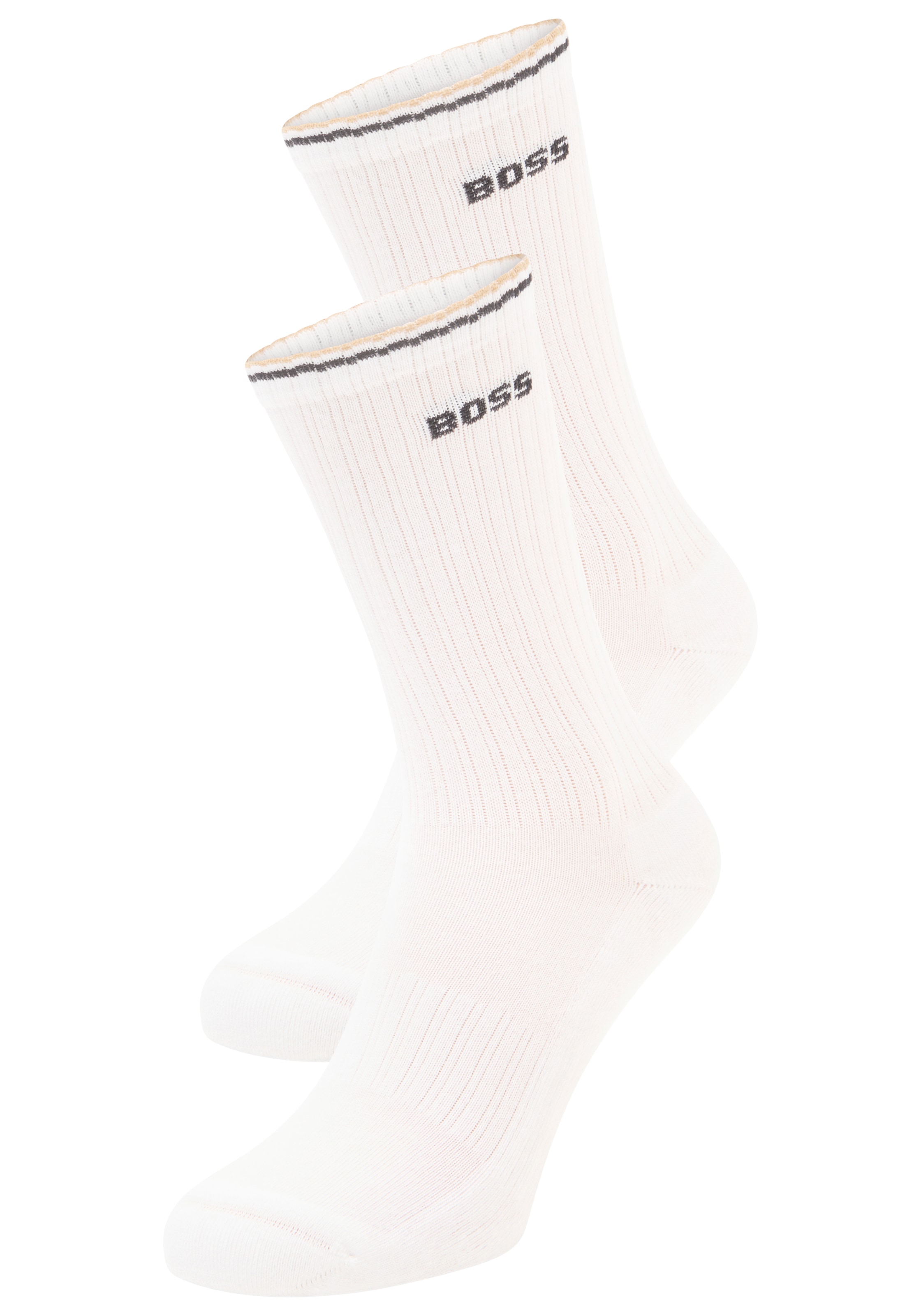 BOSS Chaussettes »Rib Stripe« 3 Couple tlg. Rippstrick, verstärkte Fersen- und Zehenpartie