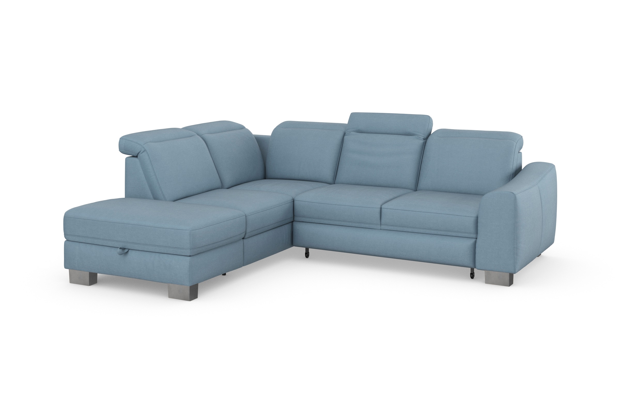 sit&more Ecksofa »Dundee L-Form«, mit Federkern und Edelstahlfüssen, wahlweise mit Kopfteilverstellung