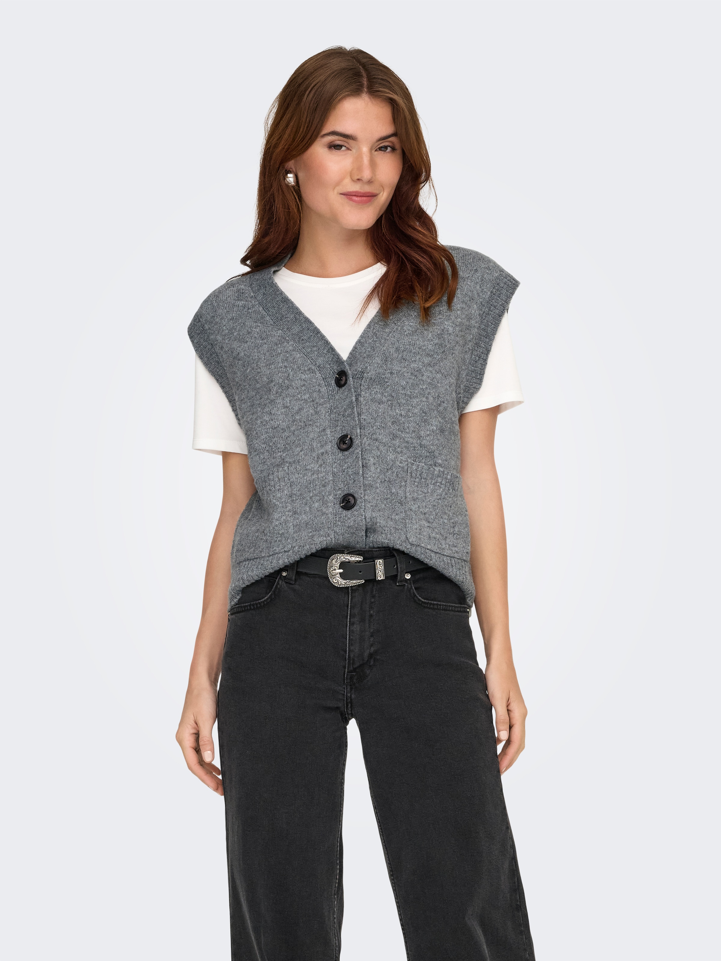 Image of JDY "JDYSUPER S/L V-NECK VEST KNT NOOS" Materialmix