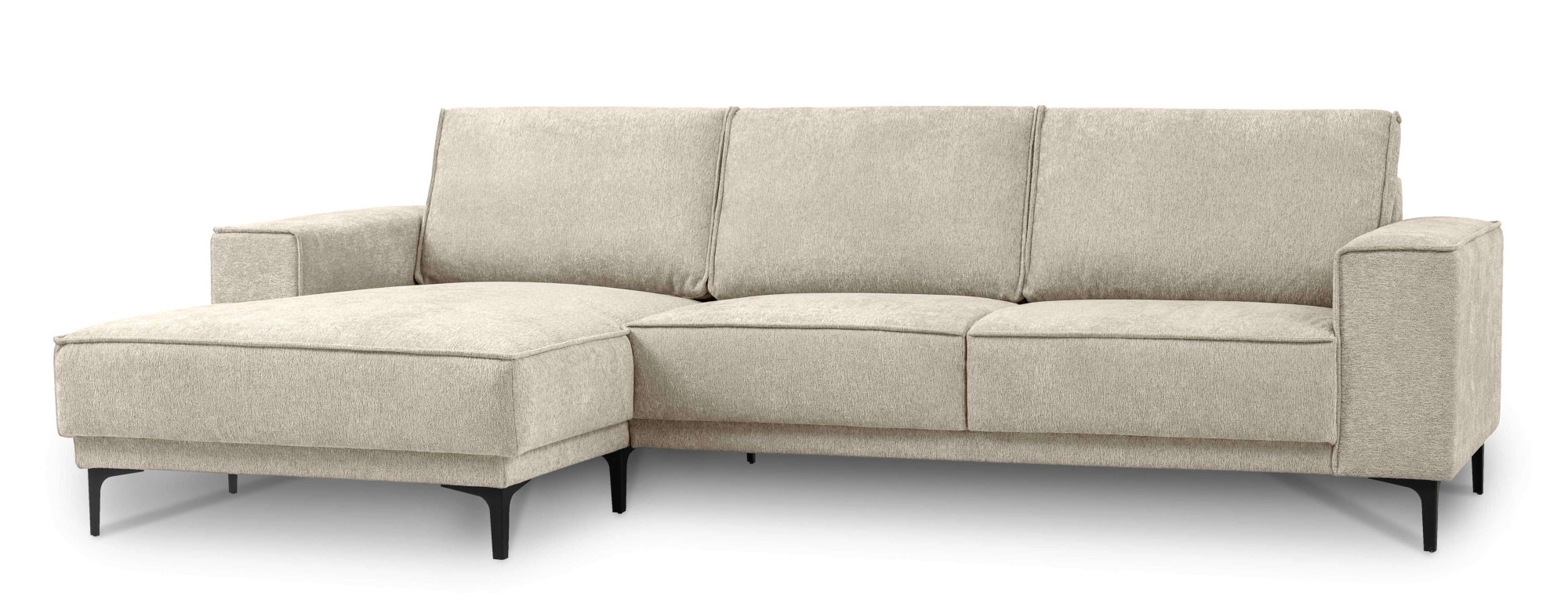 Places of Style Ecksofa »Polsterecke Oland, Struktur, Flachgewebe, Luxus-Microfaser, Boucle«, L-Form, 280 cm, Wellenunterfederung, Skandi-Design, Metallfüsse