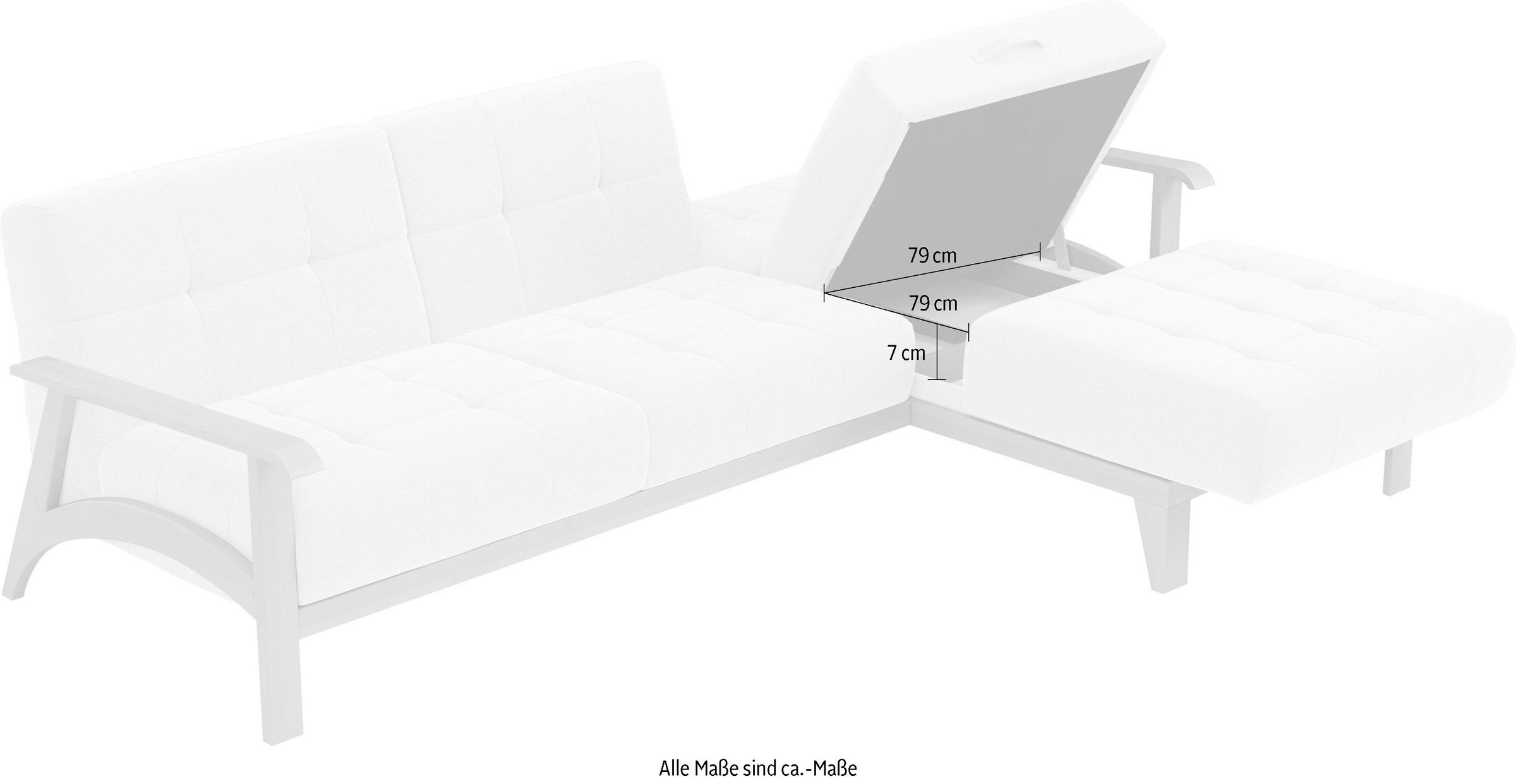 sit&more Ecksofa »Billund L-Form«, Armlehnen aus Buchenholz in natur, verschiedene Bezüge und Farben