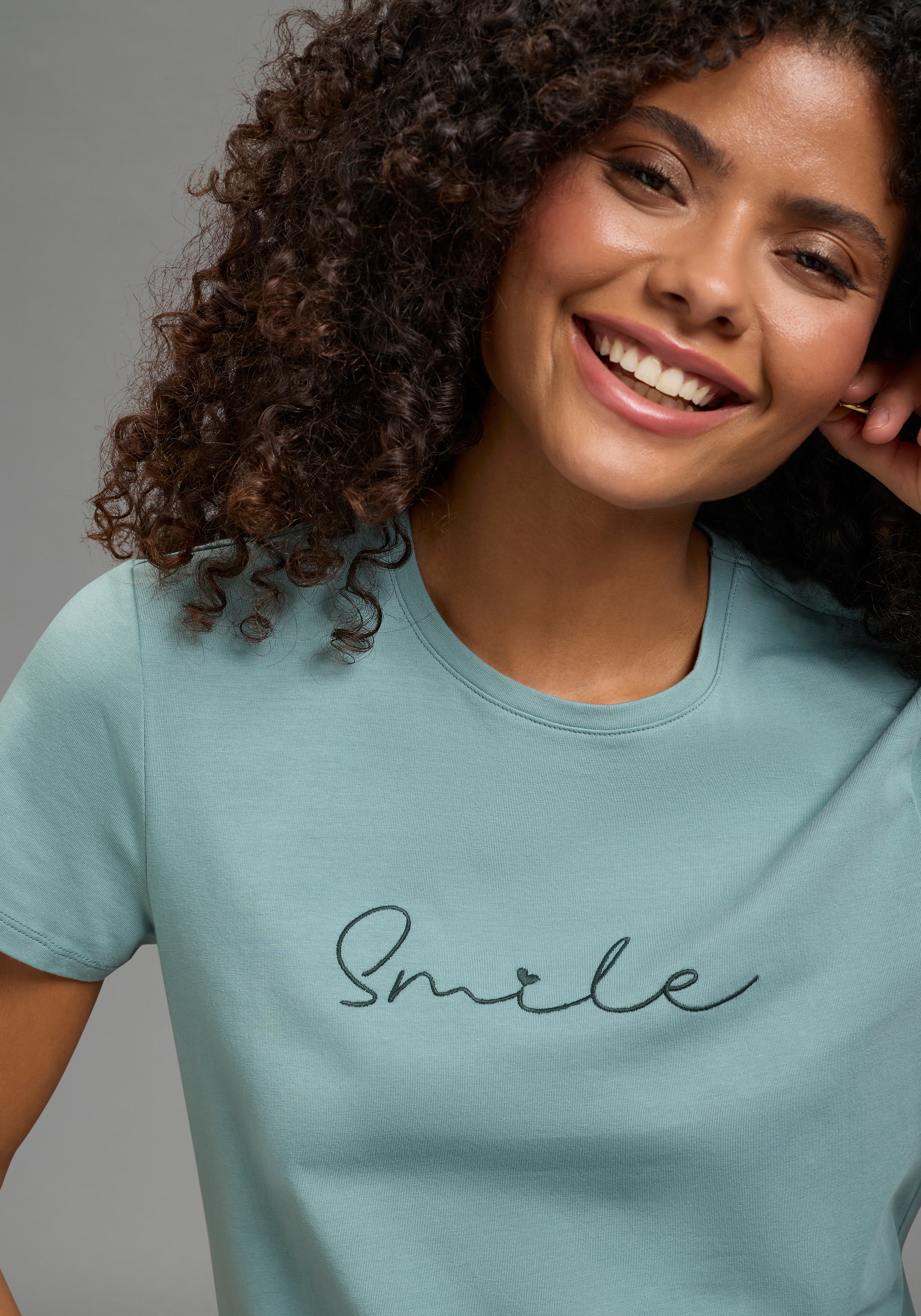 Laura Scott T-Shirt im Basic-Stil, mit Rundhalsausschnitt, aus elastischem Single Jersey