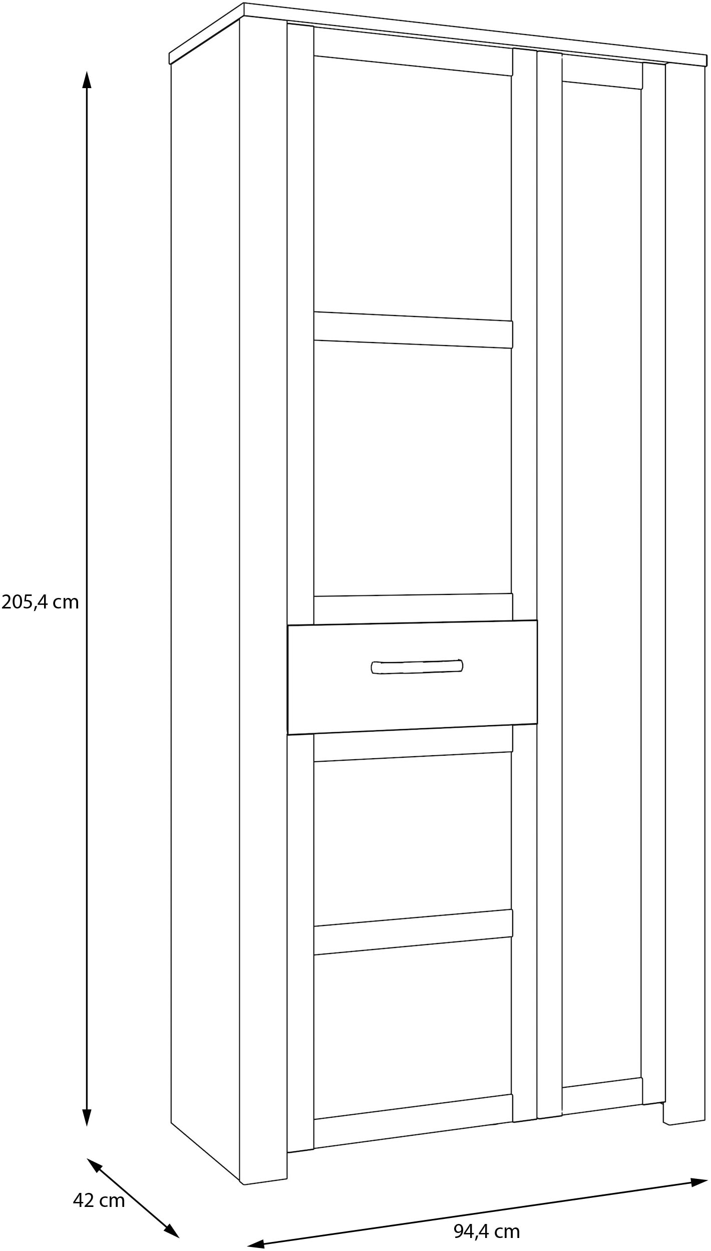 FORTE Armoire vestiaire »Garderobenschrank, Höhe 205,4cm, Spiegel, Soft Close, Push to Open« L/H/P 94,4/205,4/42 cm