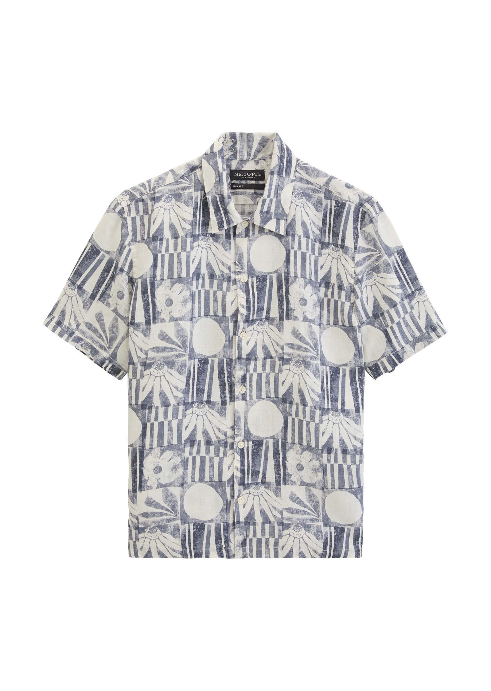Marc O'Polo Chemise à manches courtes Leinenhemd regular fit mit Allover-Print