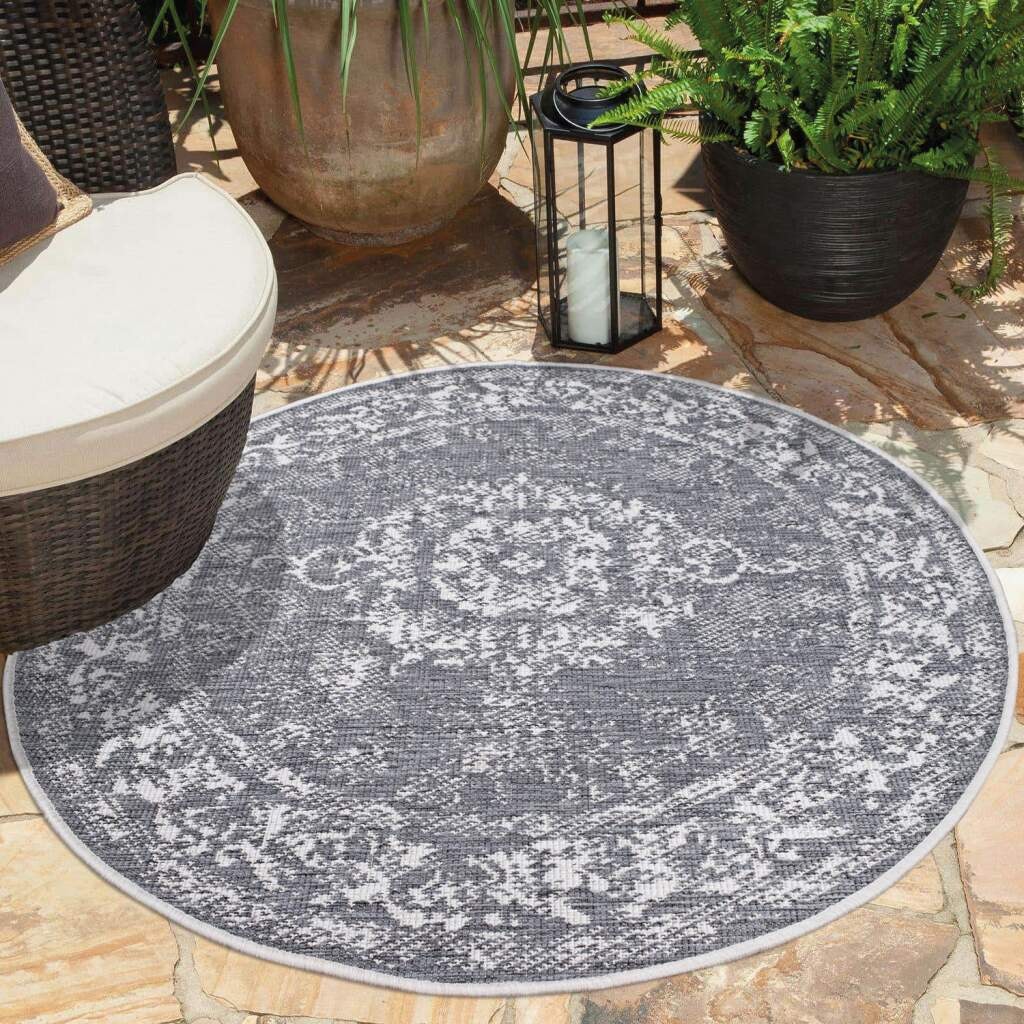 Carpet City Outdoorteppich »DUO RUG 5577« rund 5 mm Höhe Wendeteppich Wetterfest In- & Outdoor, Balkon, Terrasse, Wohnzimmer