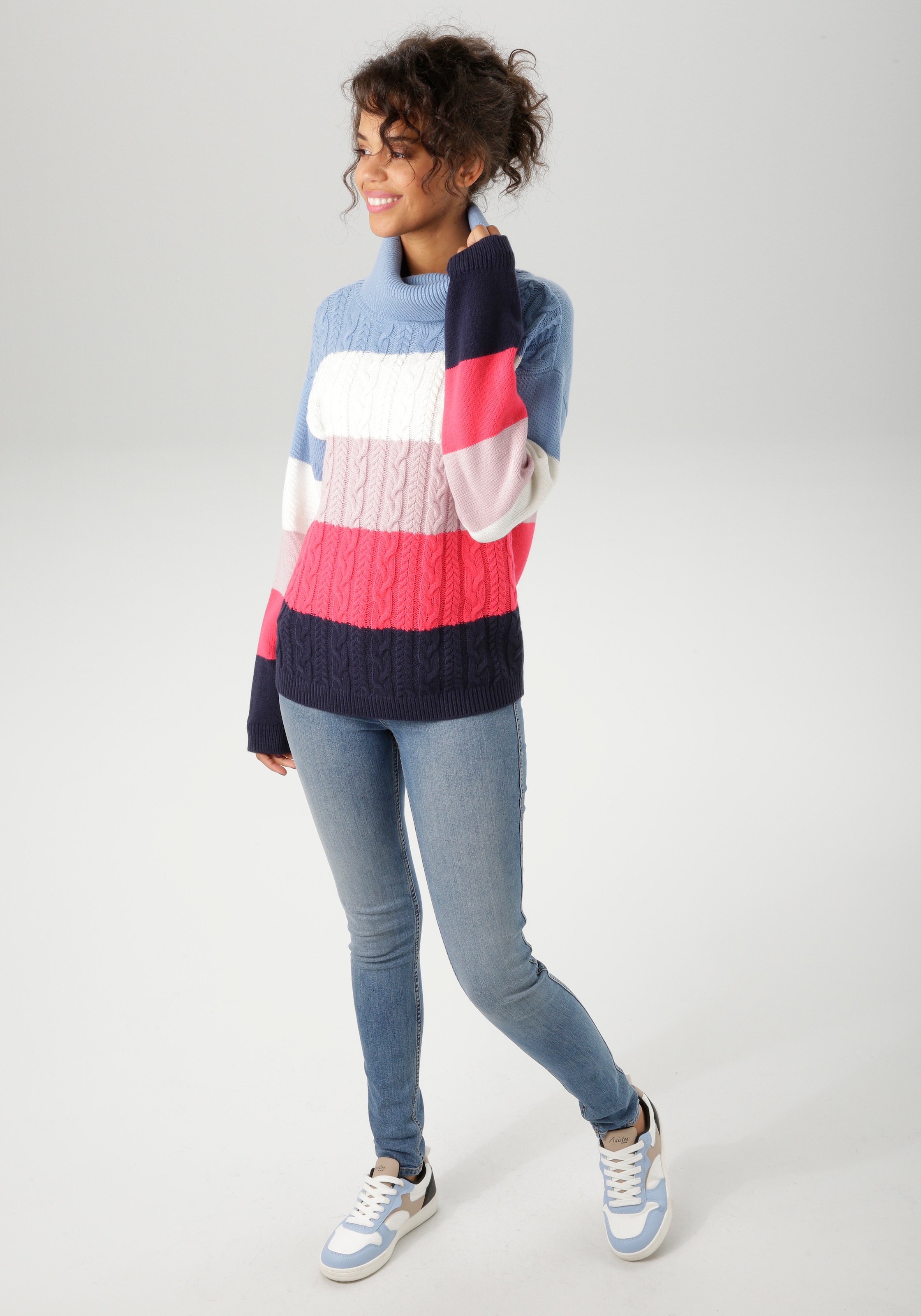 Aniston CASUAL Strickpullover, in farbenfroher oder gedeckteren Farbkombination - NEUE KOLLEKTION