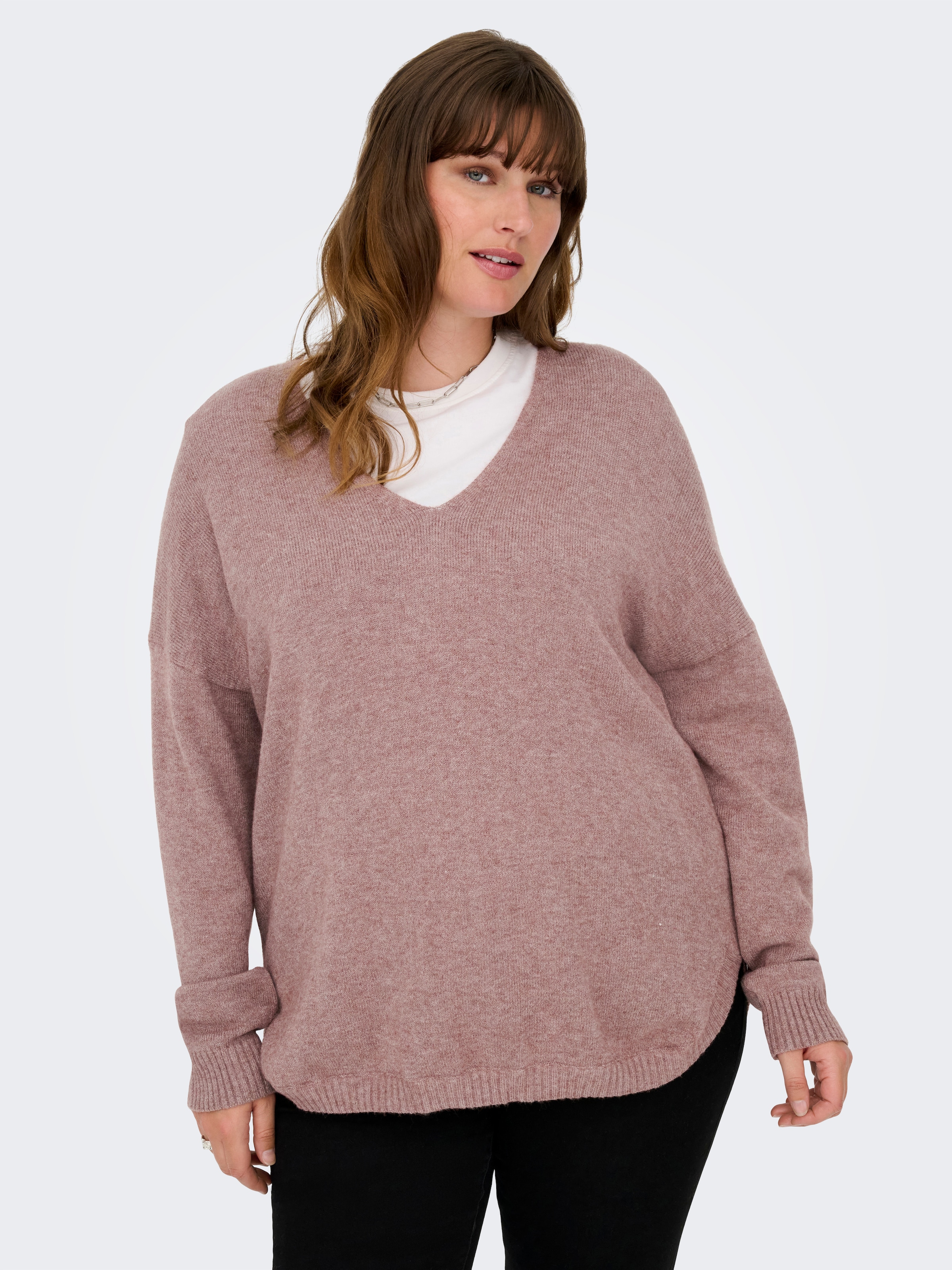 ONLY CARMAKOMA Pull col V »CARMARGARETA LS PULLOVER KNT NOOS« Viskosemischung, regular fit
