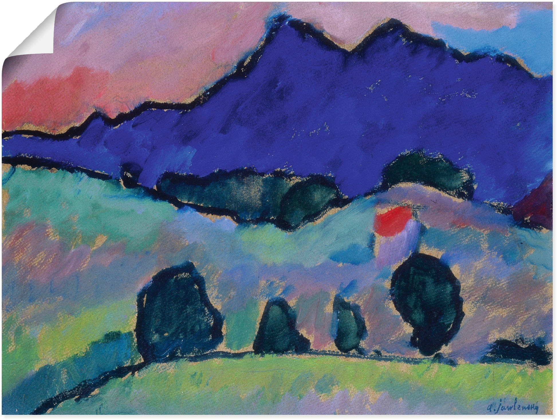 Kunstdruck »Blauer Berg. 1910«, Felder, (1 St.), als Leinwandbild, Wandaufkleber oder...