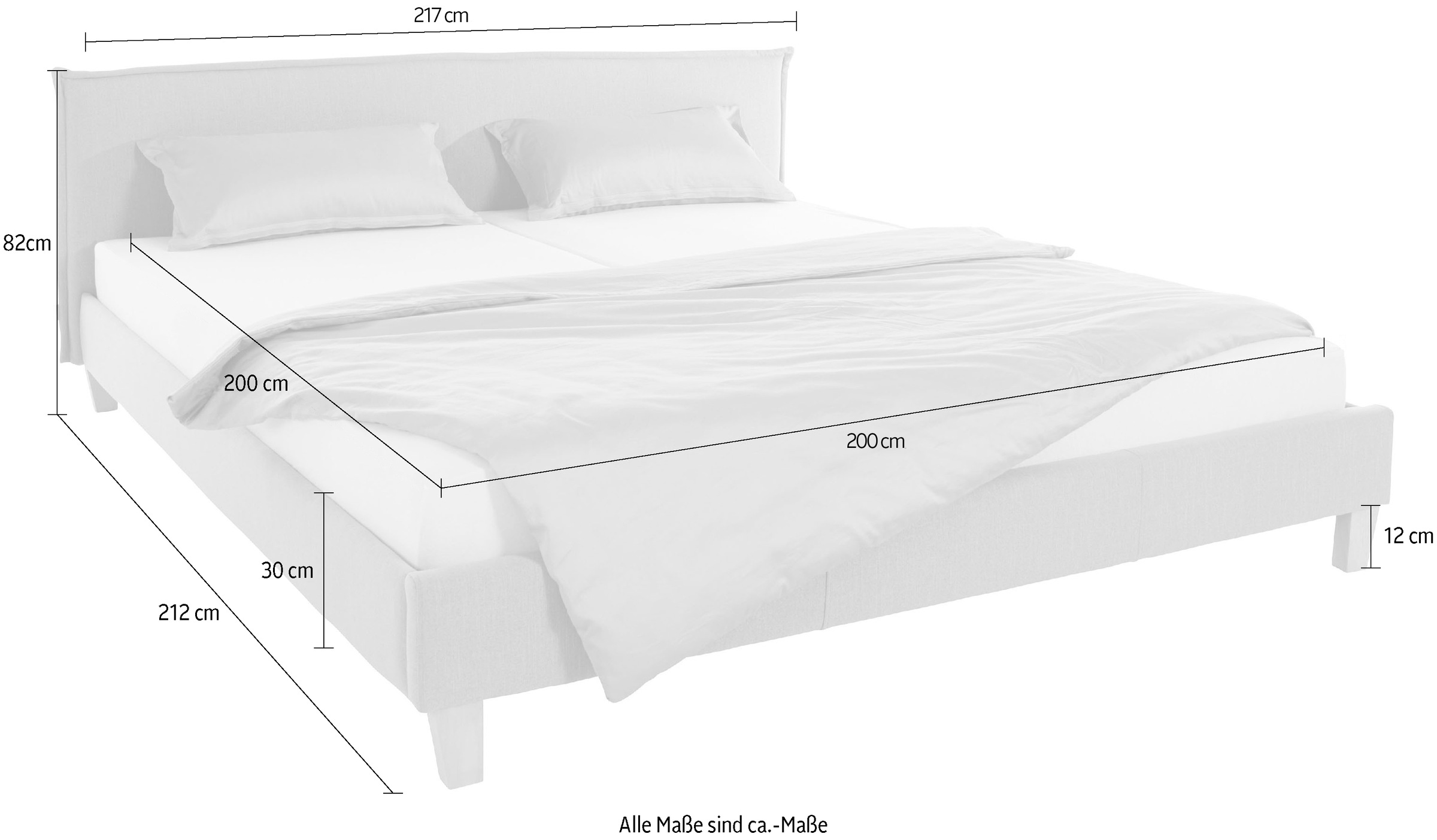 GOODproduct Polsterbett »Heddi«, in 5 Breiten: von 90cm-200cm, Biese am Kopfteil, Strukturstoff