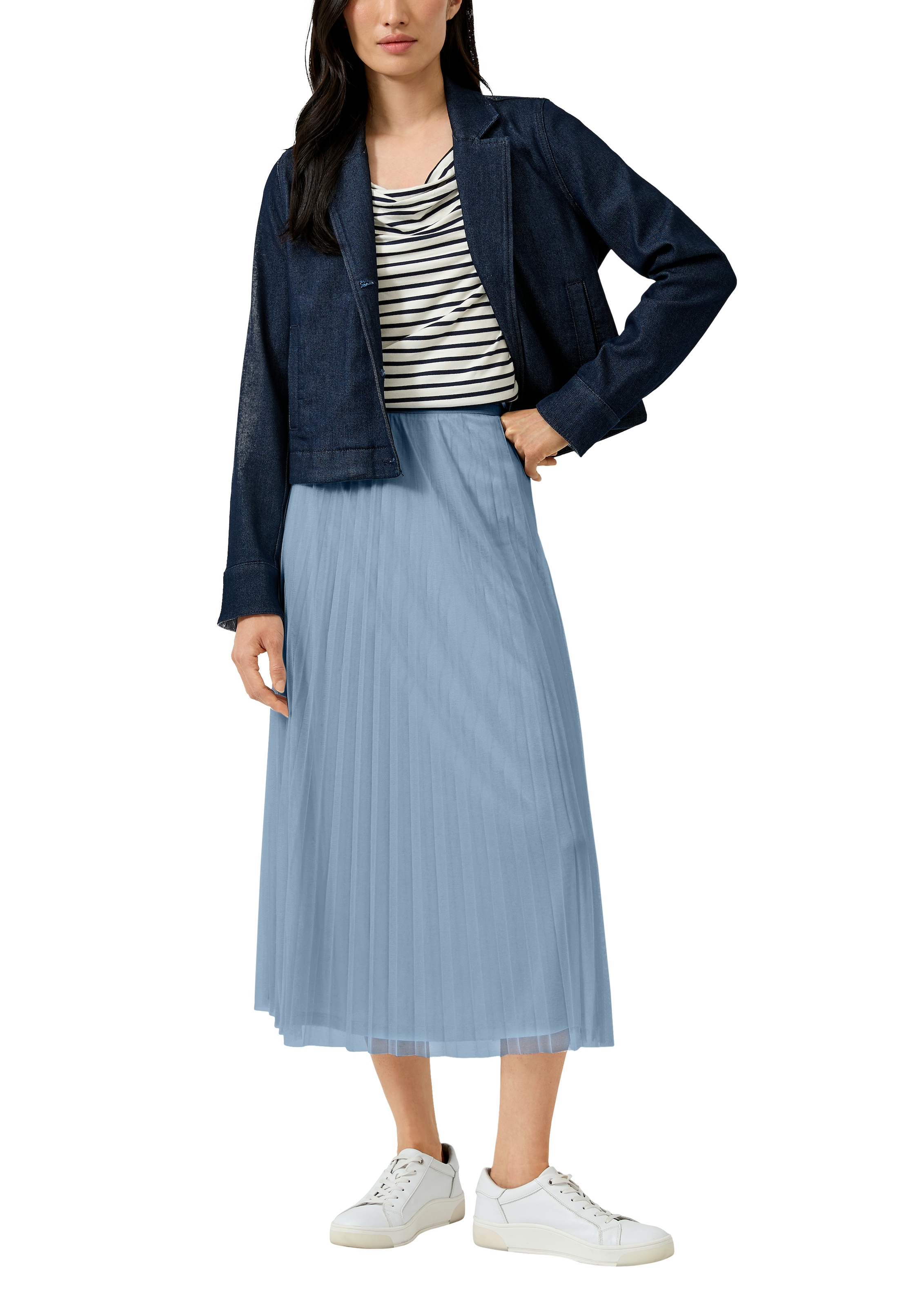 s.Oliver BLACK LABEL Jupe midi mit Falten und Gummibund