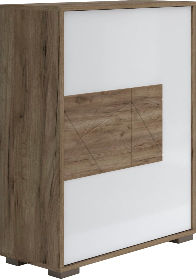 Image of GOODproduct Schuhschrank "Stela" (H/B/T): 94,1/62,4/35,7cm, mit Push-to-open-Funktion und weiss UV-lackierte Front