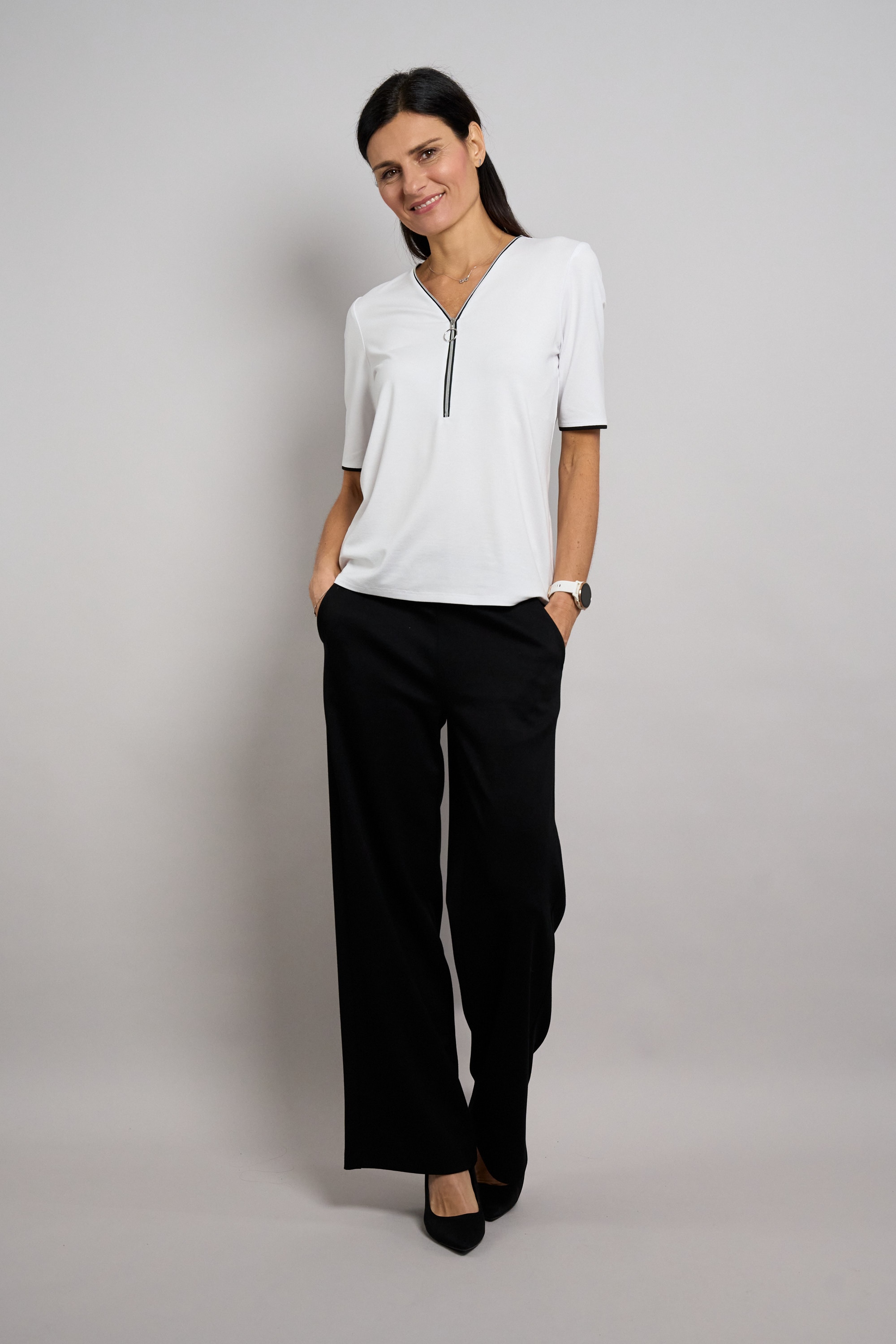 Seidel Moden T-shirt en V mit Reissverschluss am Kragen - MADE IN GERMANY