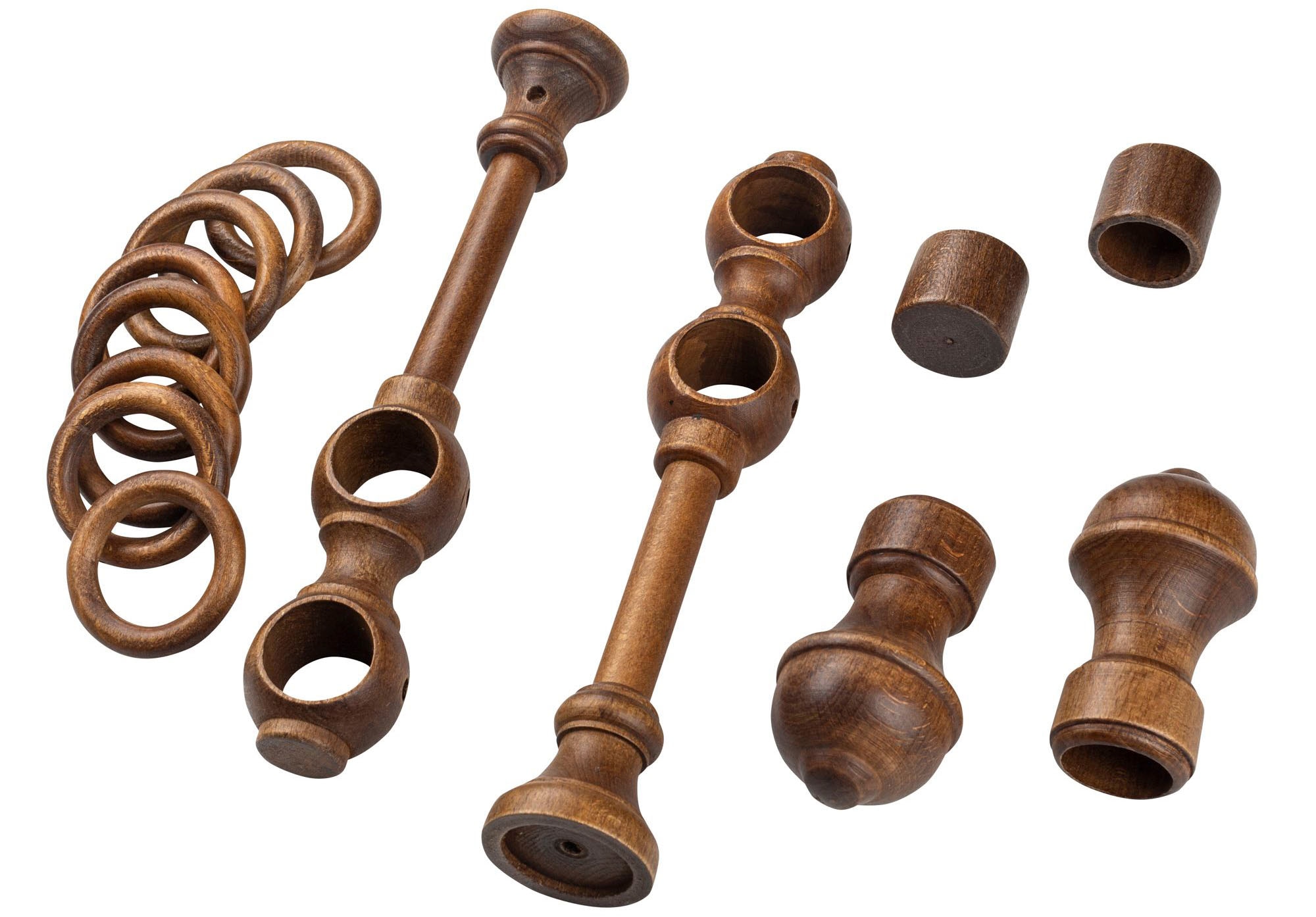 SN DECO GROUP Gardinenstange »Ares«, 2 läufig-läufig, Fixmass, 28 mm, Holz, verschiedene Längen und Farben, Komplettset