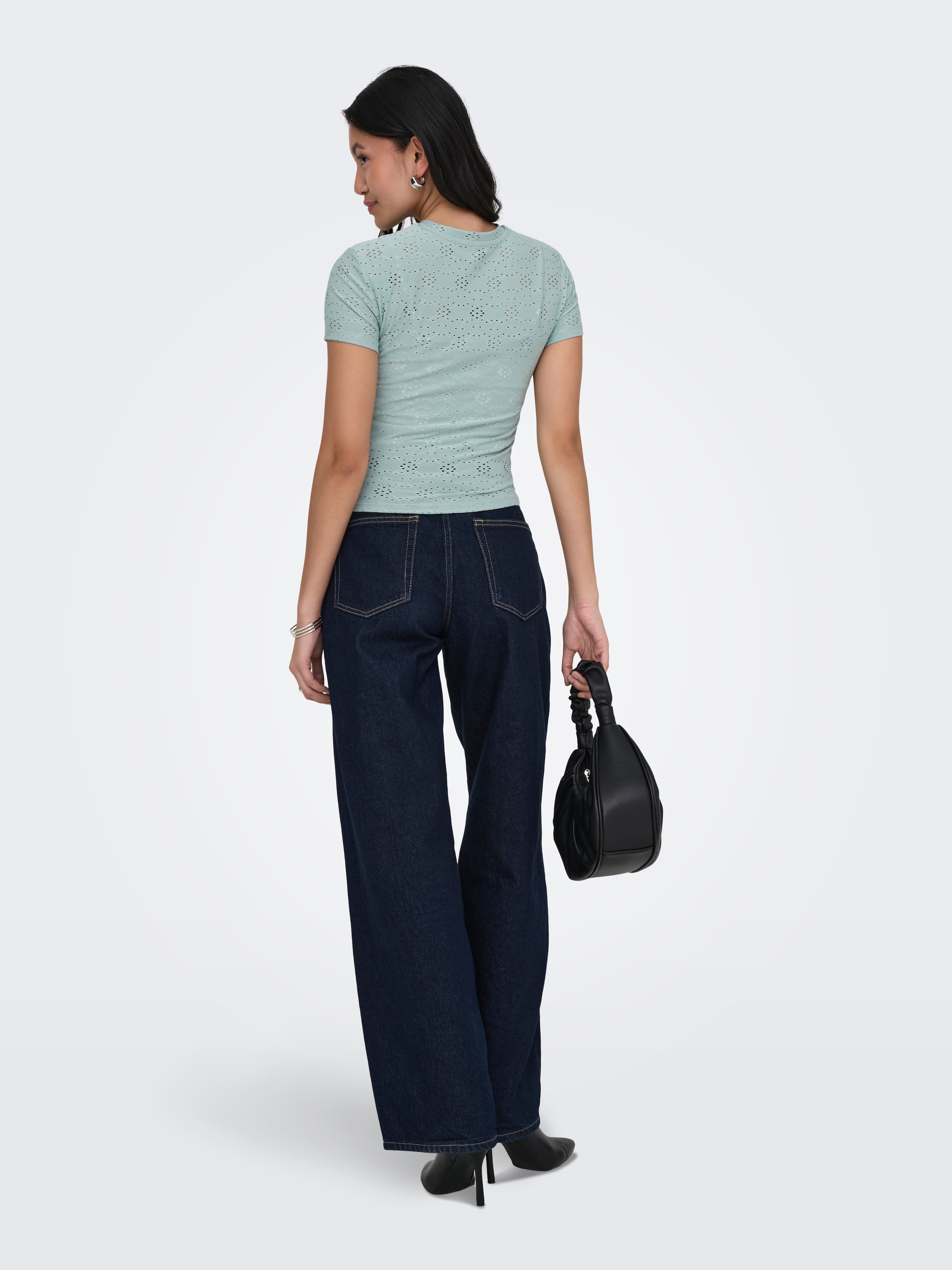 ONLY T-Shirt »ONLSMILLA NEW S/S TOP JRS« Materialmix, slim fit, Rundhals