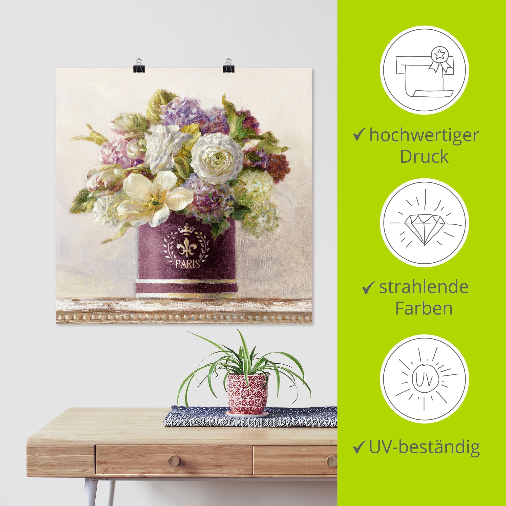 Artland Poster »Tulpen in Auberginer Hutschachtel« Fleurs 1 cuis tlg. ohne Rahmen