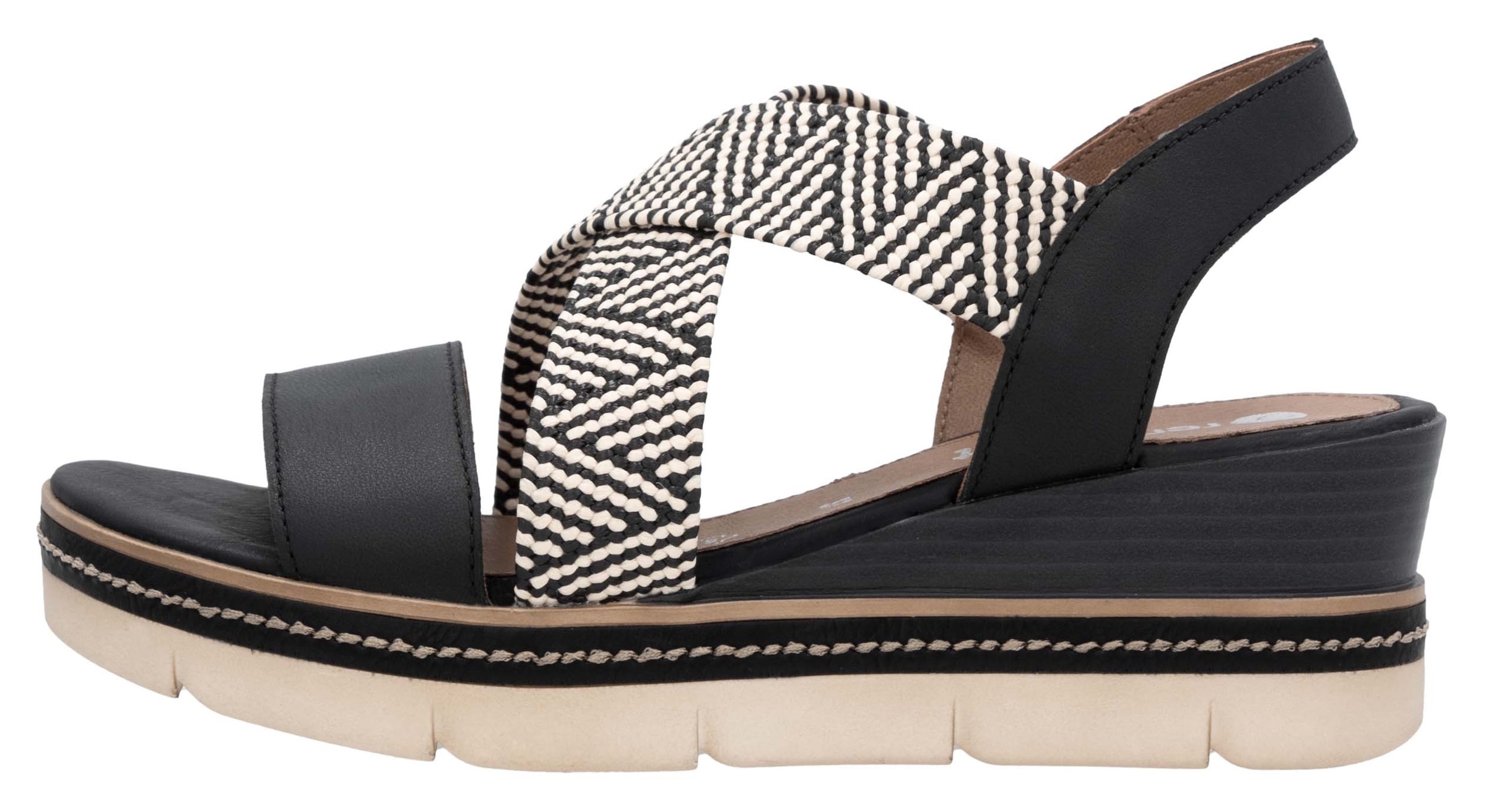 Remonte Sandales compensées  , Riemchensandale, Sommerschuh, Bequemschuh mit Muster