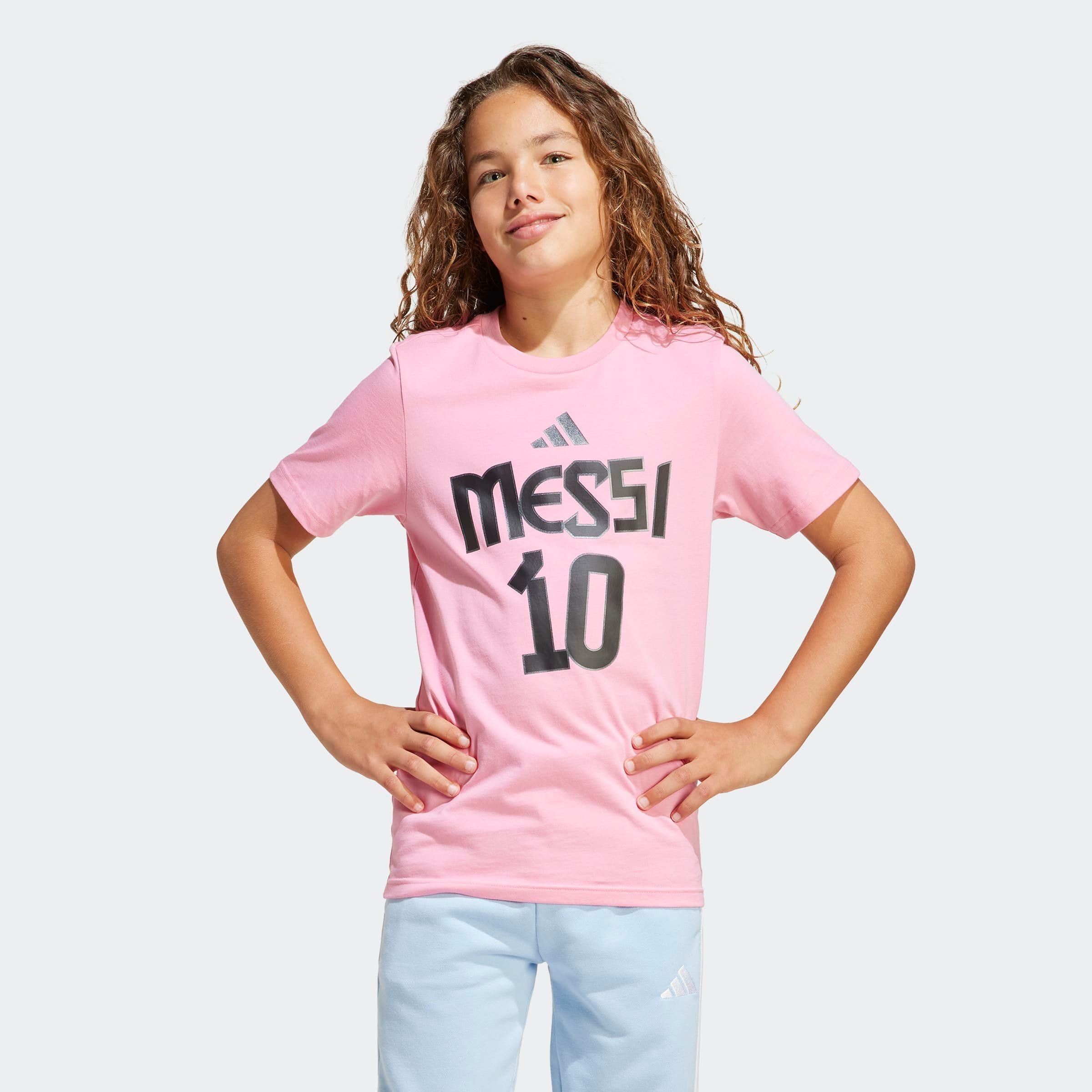 Image of adidas Performance Trainingsshirt "MESSI NAME AND NUMBER GRAPHIC KIDS" für Kinder, sportlicher Stil, mit auffälliger Grafik, aus Baumwolle