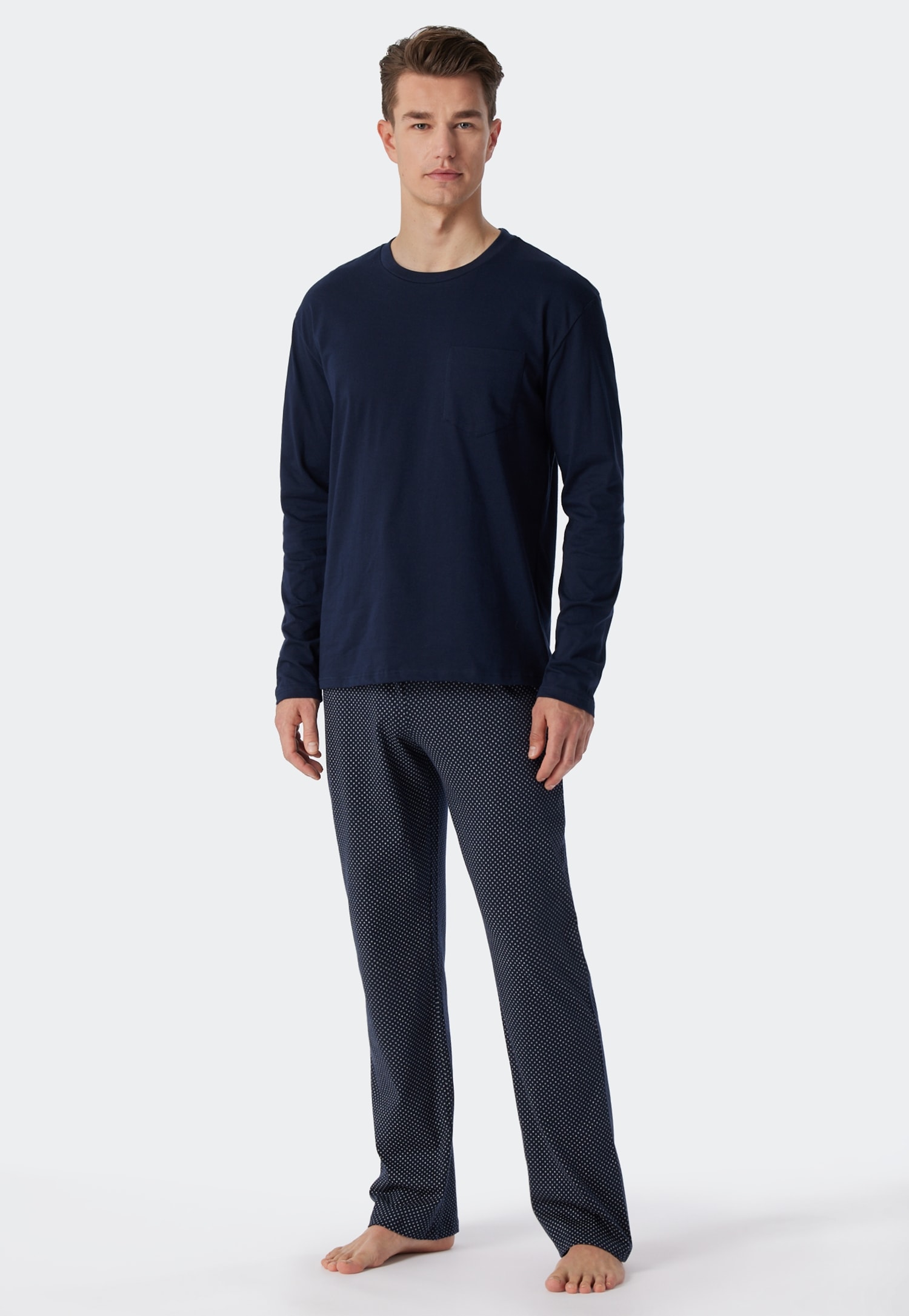 Schiesser Pyjama »"Ebony"«, (2 tlg.), mit rundem Halsausschnitt