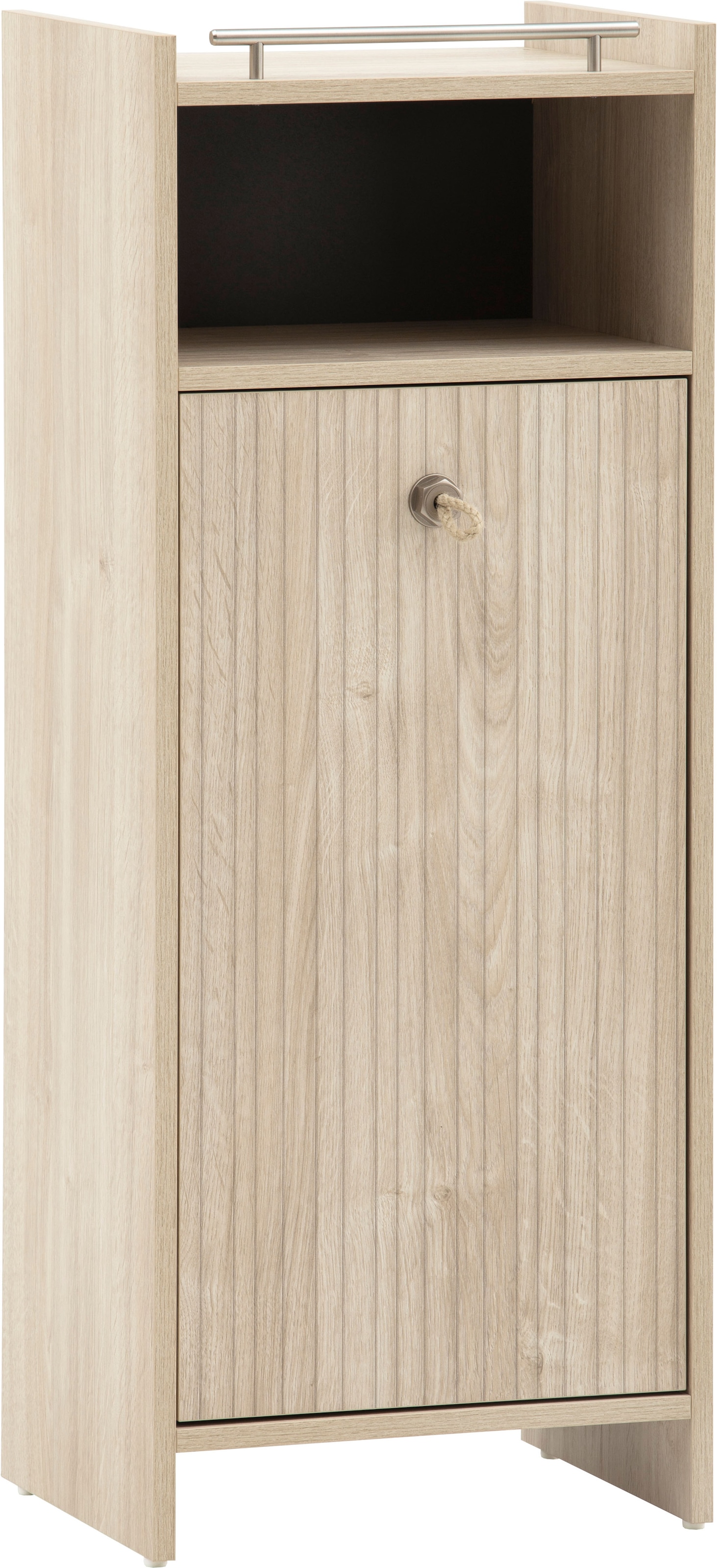 Schildmeyer Armoire intermédiaire »SONDERBY, 1 Tür & 1 offenes Fach, Höhe 104,2 cm, MADE IN GERMANY« 1 cuis tlg. poignées en corde dans un style maritime, FABRIQUÉ EN ALLEMAGNE