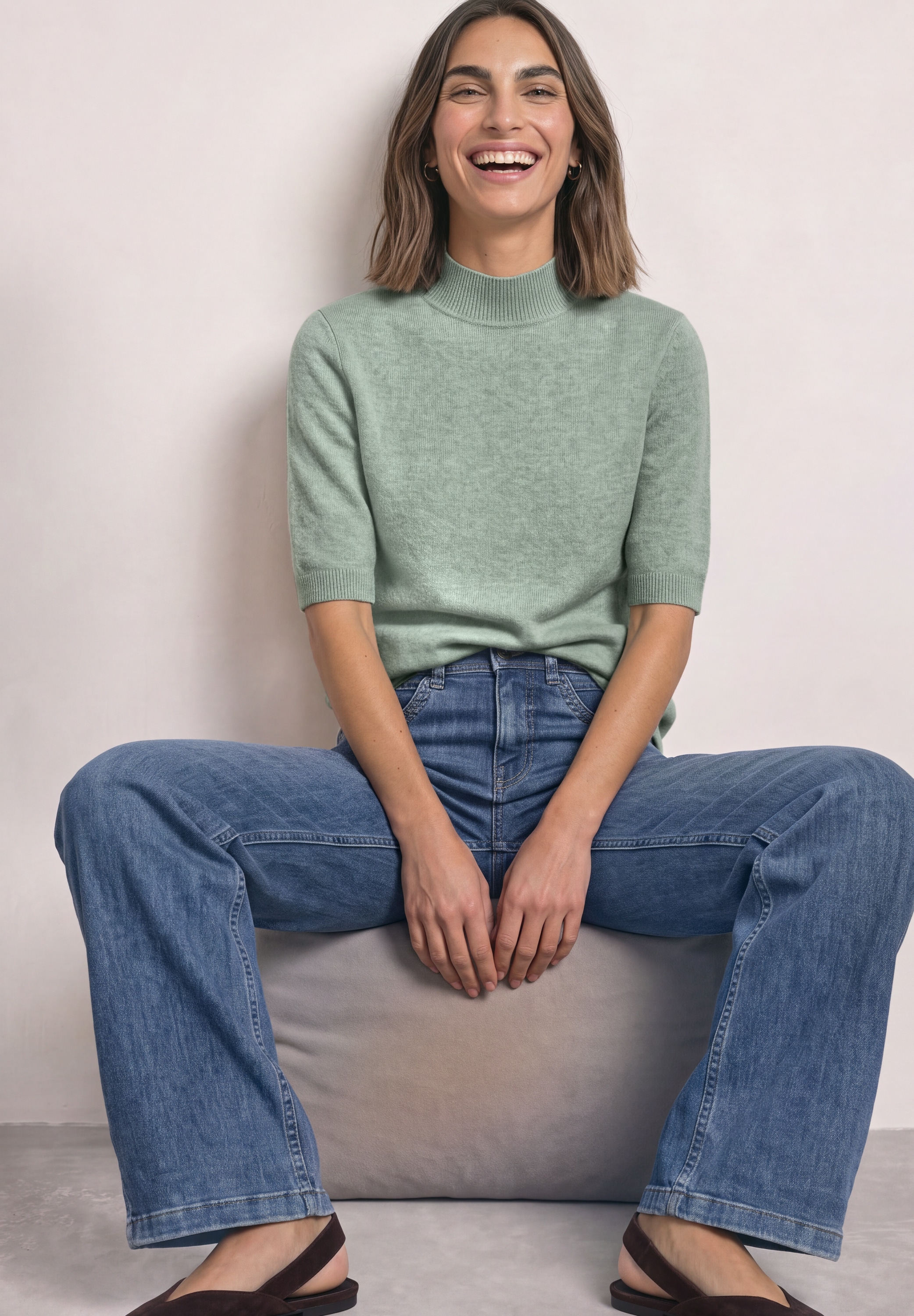 Image of STREET ONE Strickpullover Halbarm-Pullover mit Turtle Neck