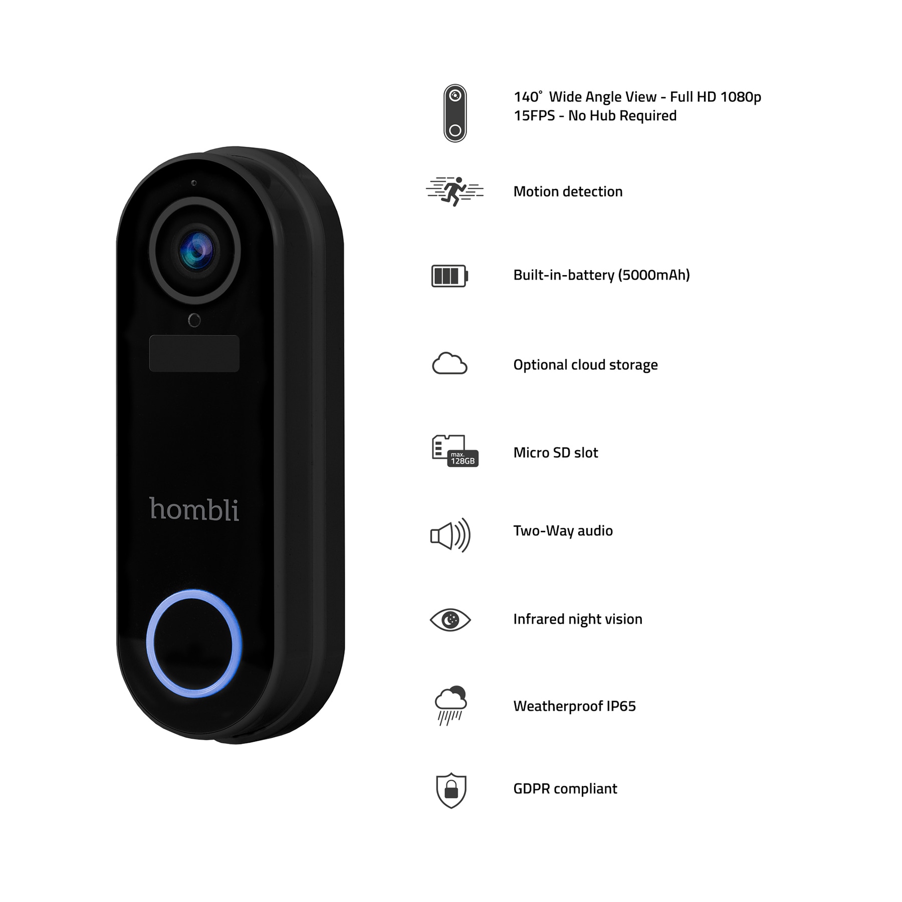 Hombli Smart Home Türklingel »smarte Türklingel 2 + Gong«, Aussenbereich