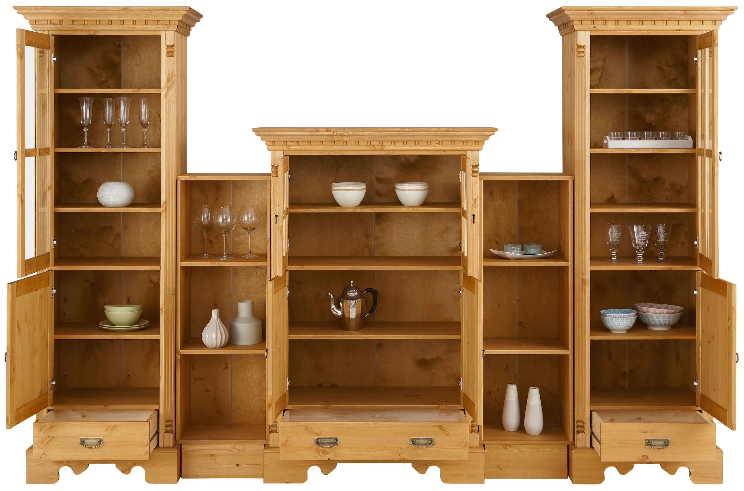 Home affaire Wohnwand »Milan«, (5 St.), aus massiver Kiefer, FSC® zertifiziert