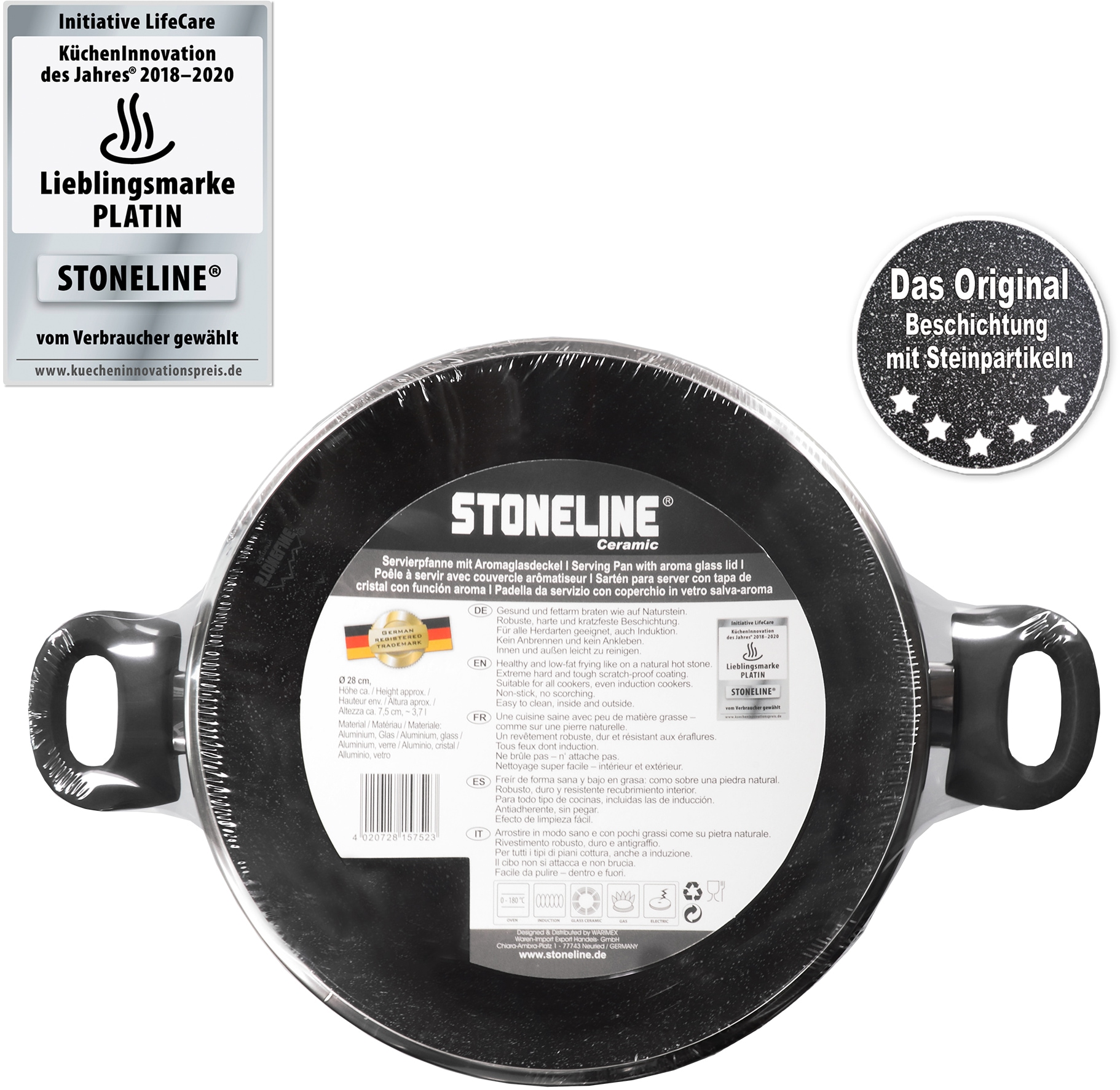 STONELINE Servierpfanne »CERAMIC«, Aluminium, (1 tlg.), Ø 28 cm. 3,7 Liter, Induktion