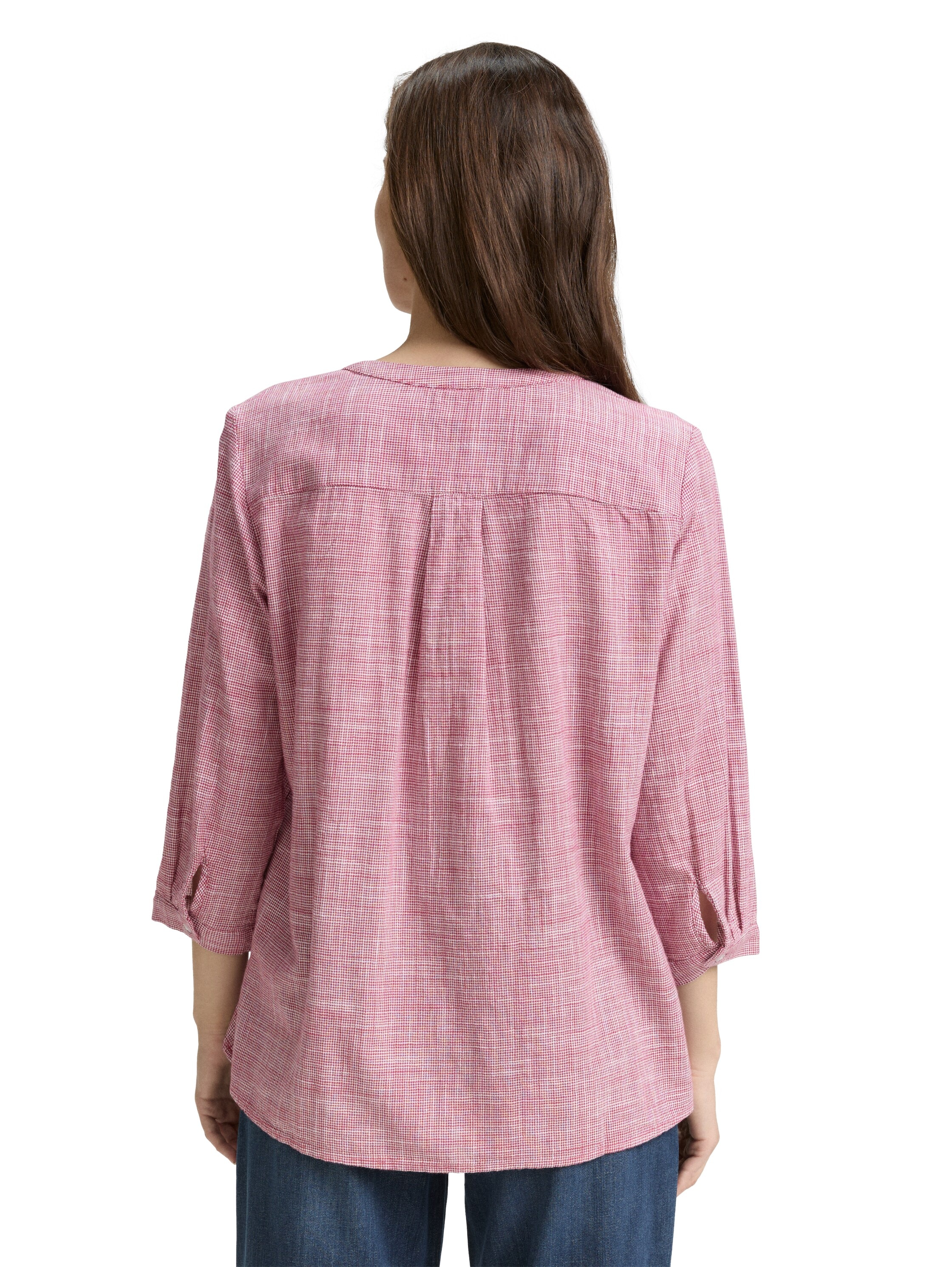 TOM TAILOR Klassische Bluse, mit geschlitztem Rundhalsausschnitt