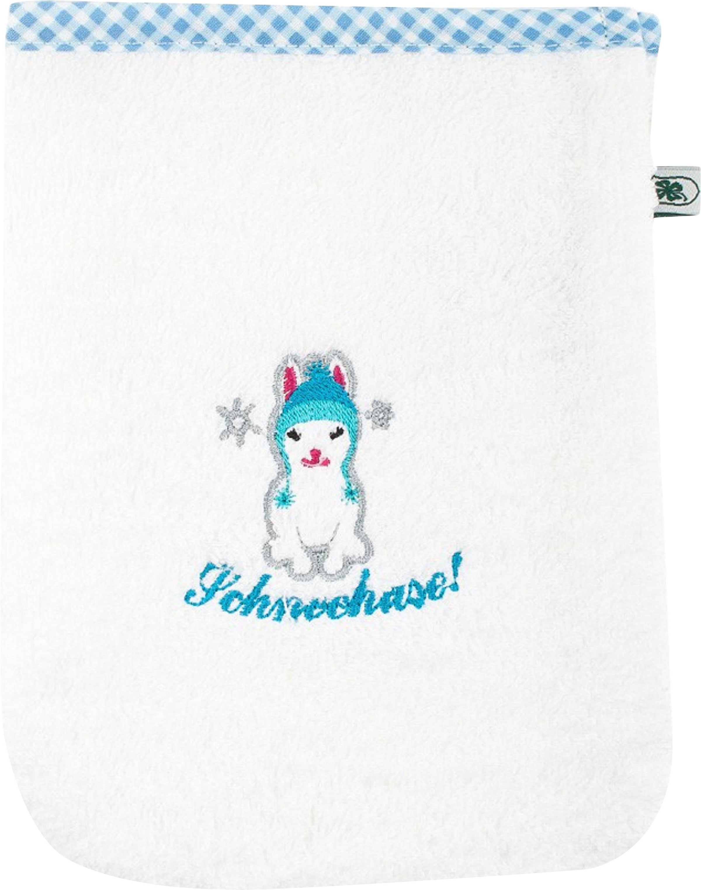 Image of ADELHEID Waschlappen "Schneehase Waschlappen" mit Paspel und Stickerei
