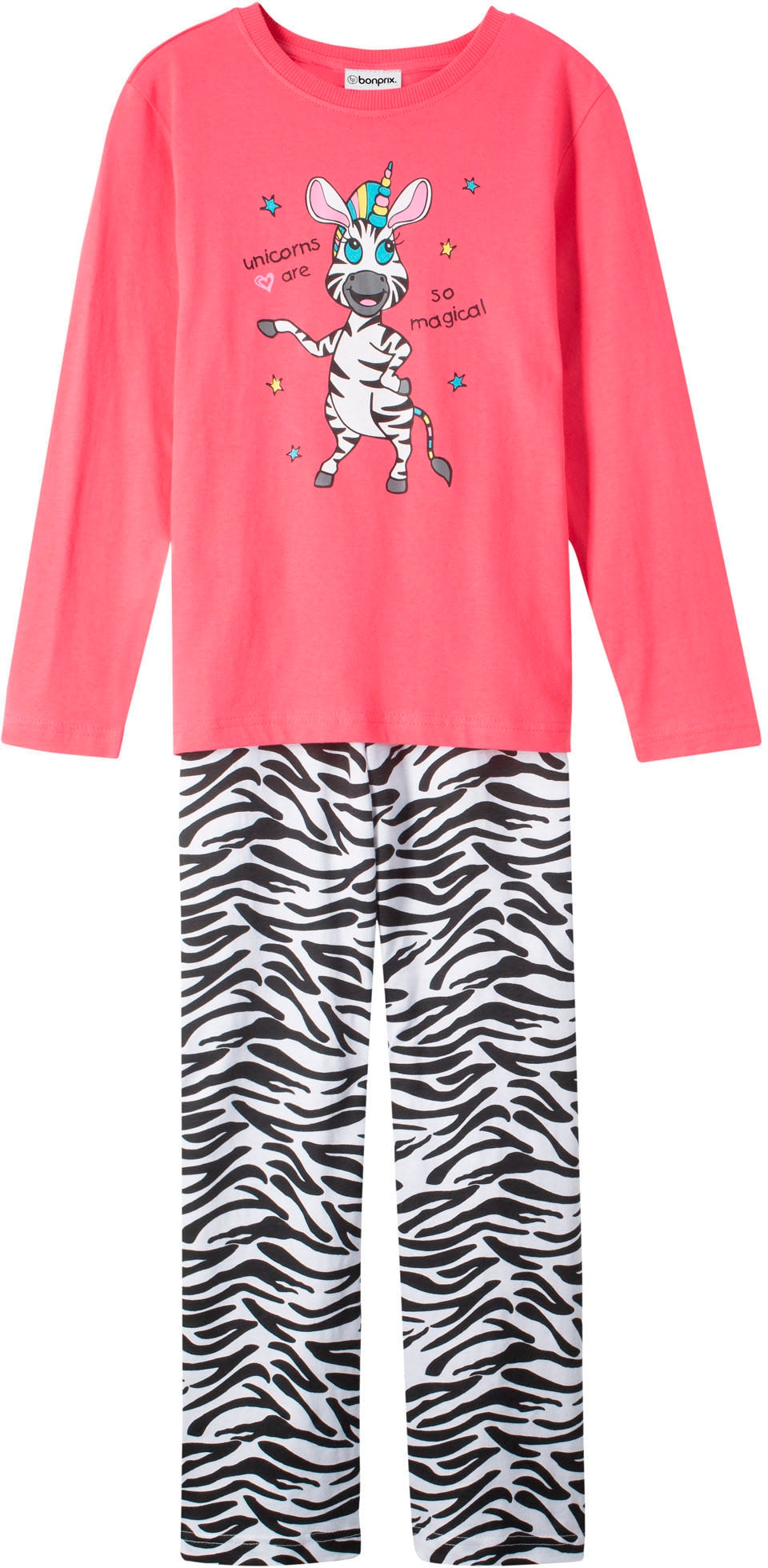 Image of bonprix Pyjama "Pyjama aus reiner Baumwolle (2-tlg. Set)" Set, 2 tlg. bequeme Passform, aus Baumwolle, Hose mit elastischem Bund