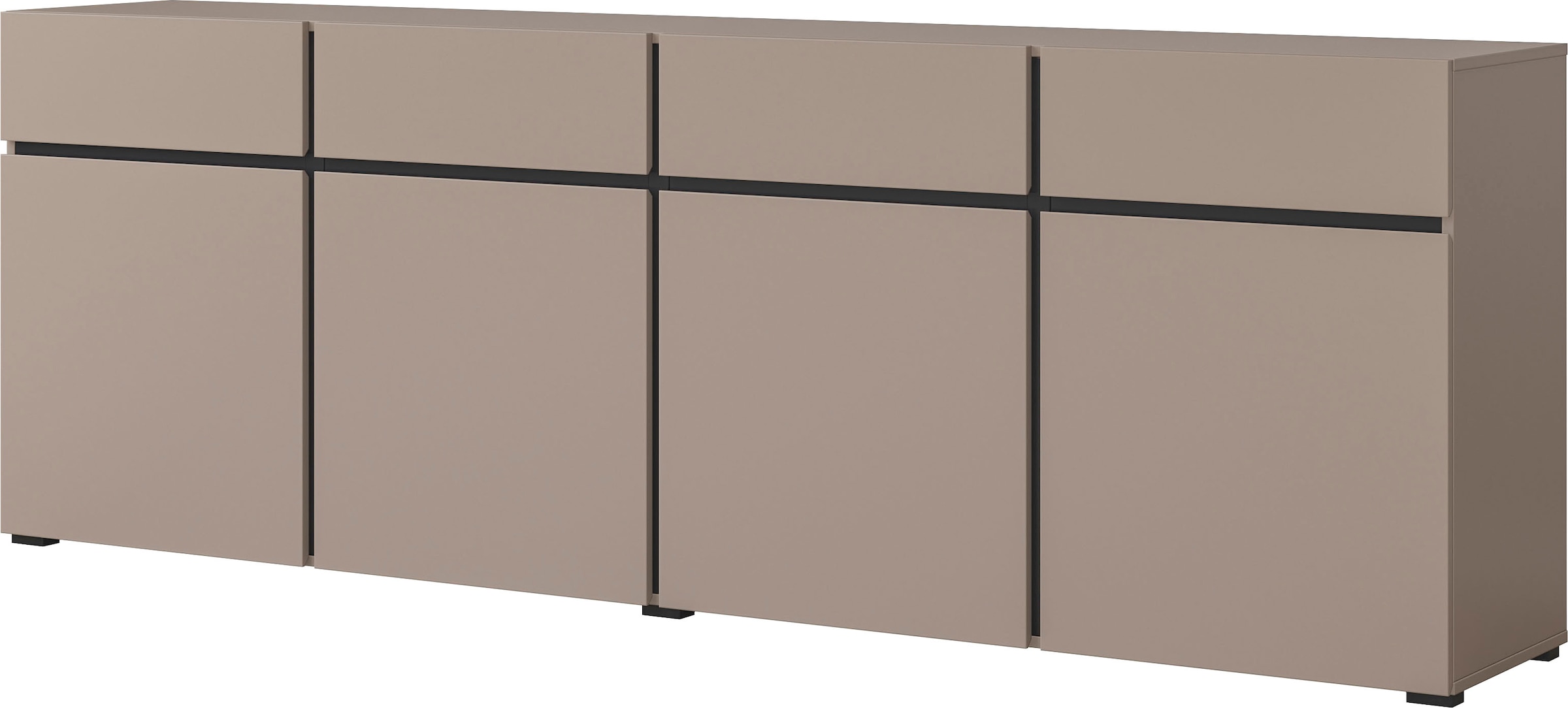 INOSIGN Sideboard »Cross,Breite 225 cm, moderne grifflose Kommode,4 Türen/4 Schubkästen«, Schubladenschrank mit viel Stauraum, Einlegeböden verstellbar