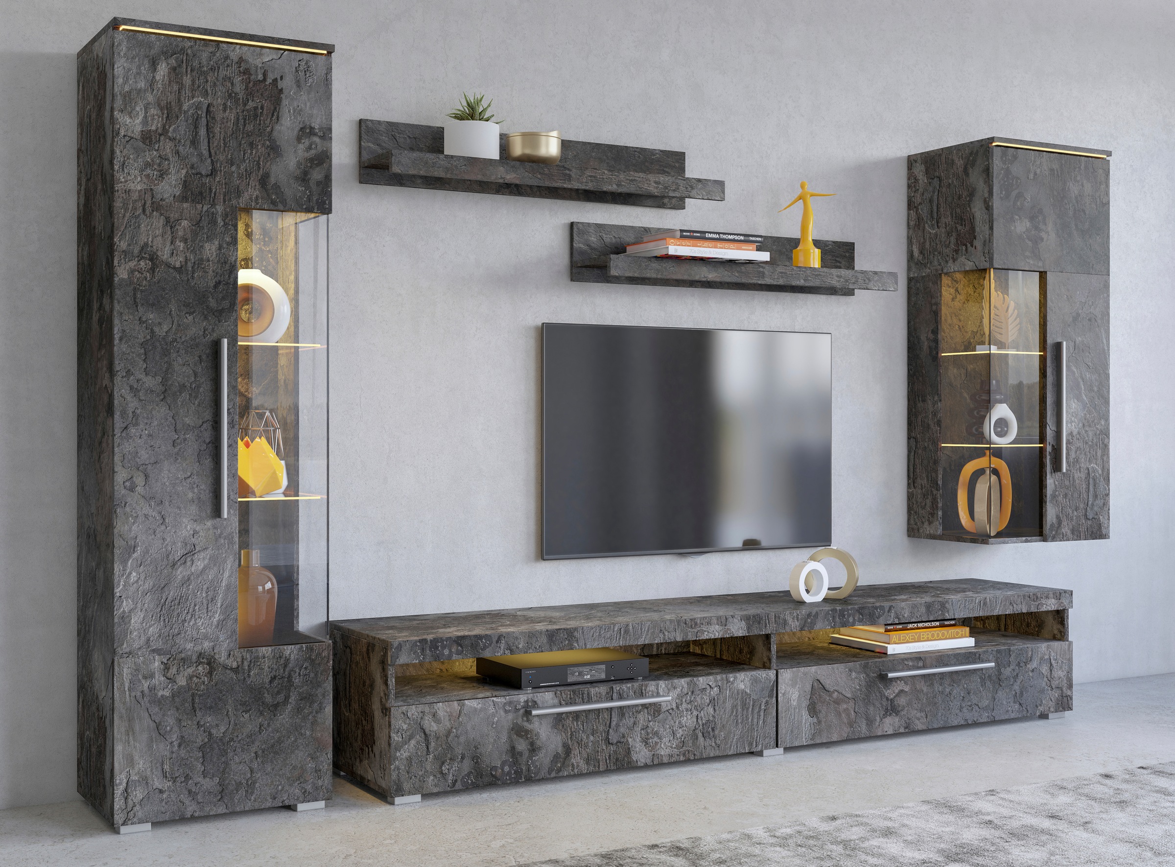 Image of GOODproduct Wohnwand "India,Breite 245cm moderne Mediawand ohne Beleuchtung"