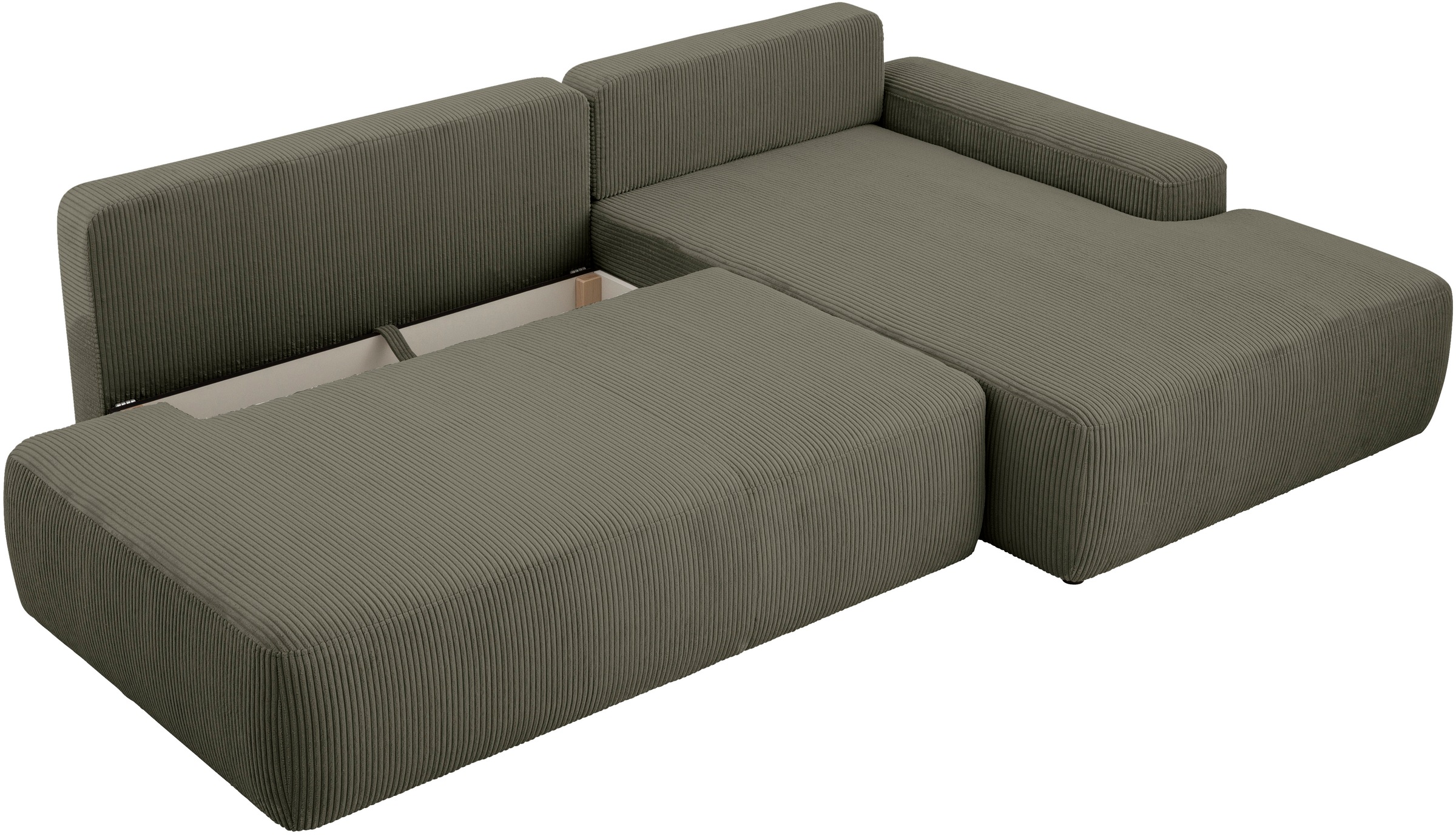 Home affaire Canapé d'angle »TORGE, Schlafsofa Cord, Samtvelours u. Strukur fein, Couch in L-Form« Schlaffunktion und Bettkasten, Liegefläche: 210x125 cm, neues Design
