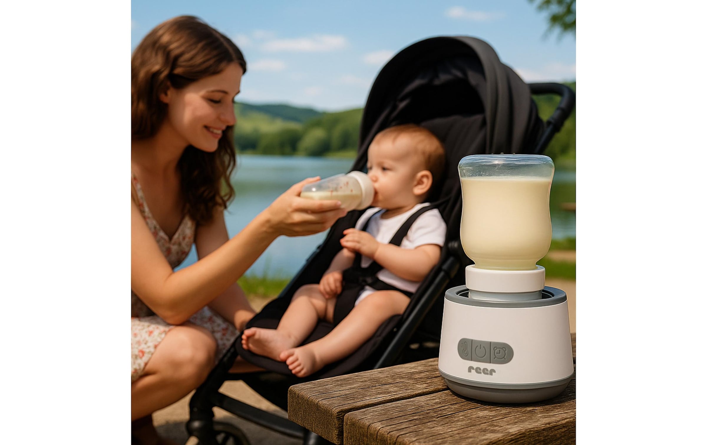 Reer Babyflaschenwärmer »Heat2Go« Babykostwärmer mit drei Flaschenadaptern und vier Temperaturstufen