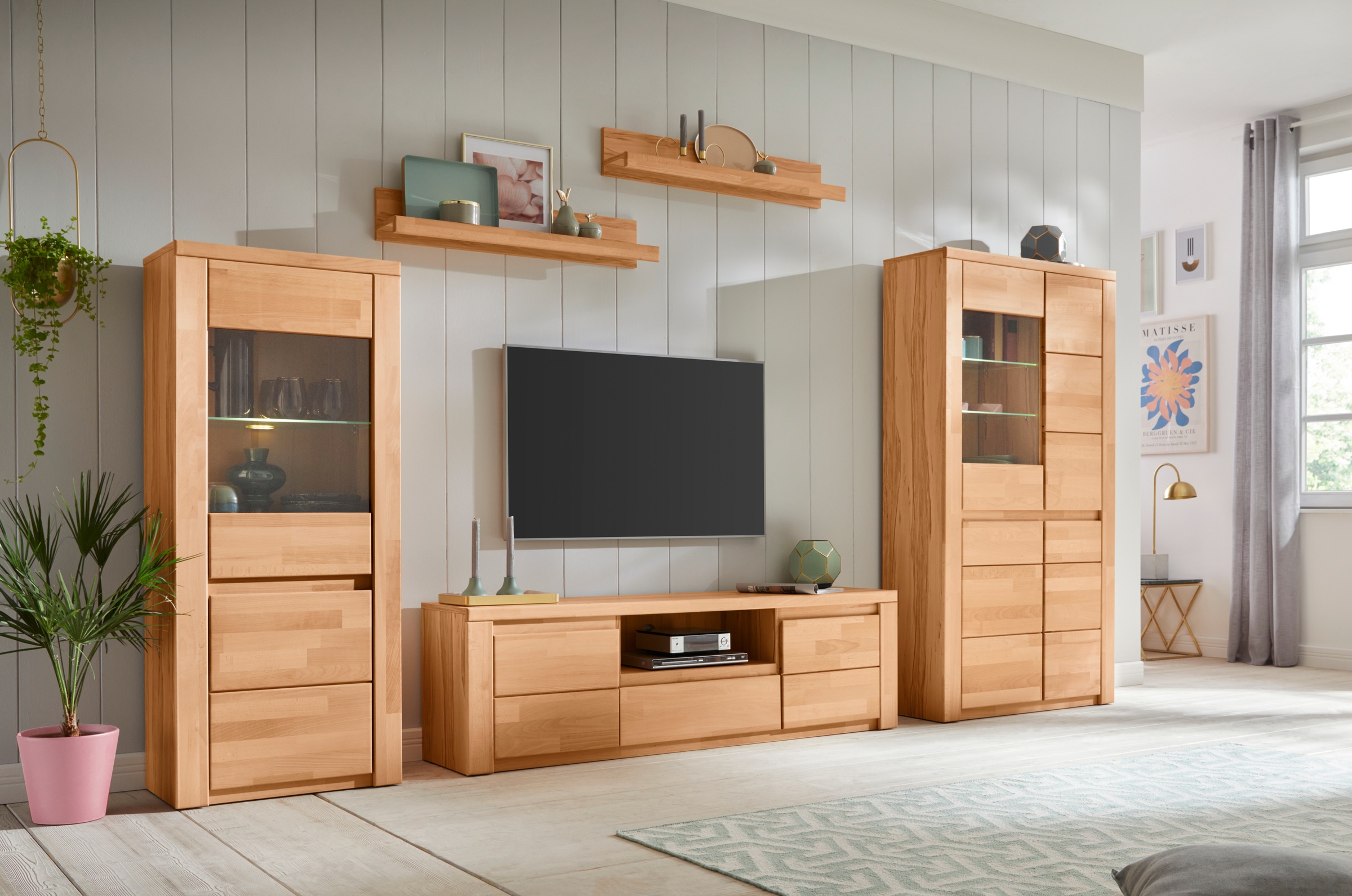 Image of GOODproduct Wohnwand "BURANO 3-teilig, Lowboard mit Kabeldurchführung, Breite 310cm" Set, 4 Stk. tlg.