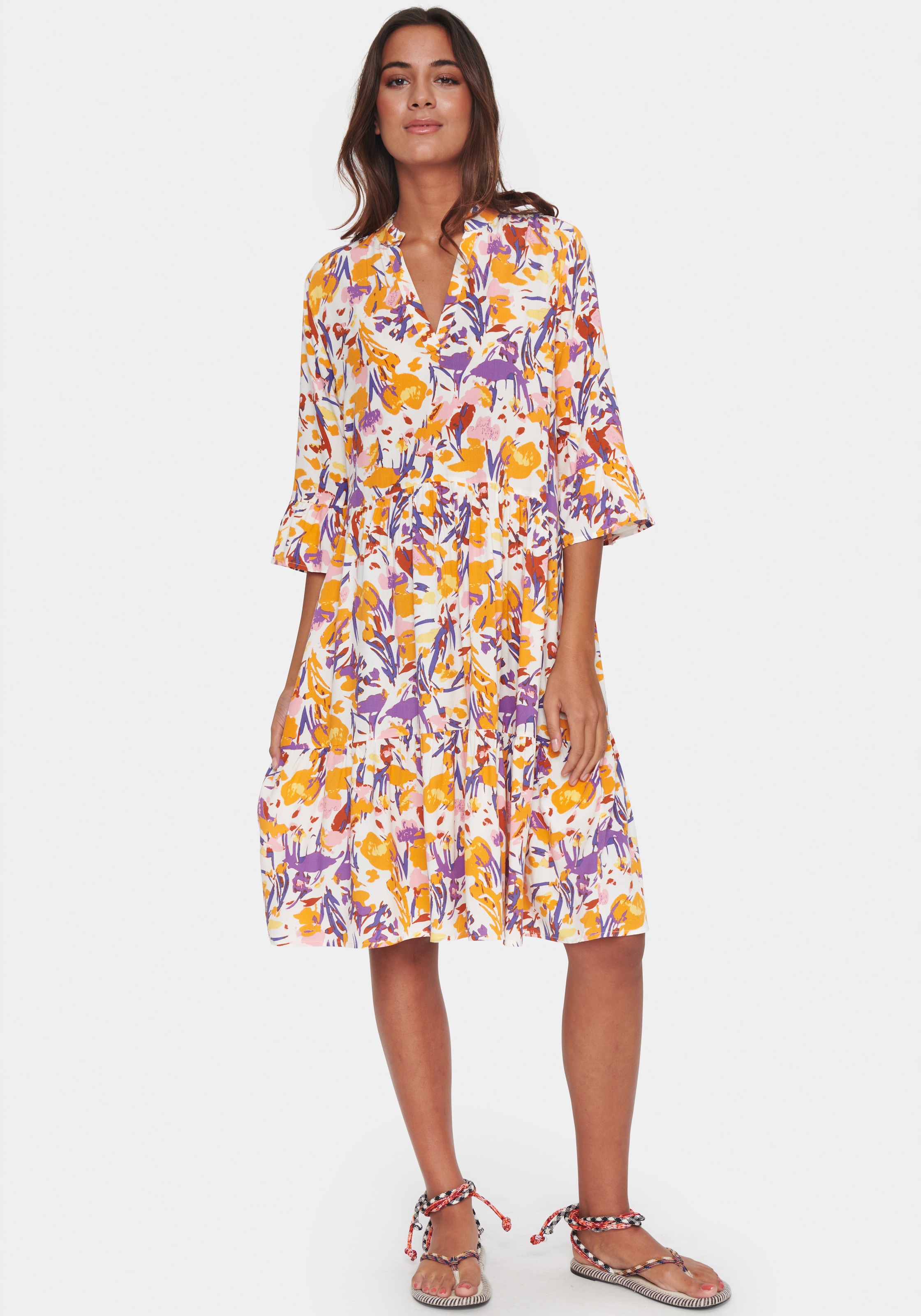 Saint Tropez Blusenkleid »EdaSZ Dress«, mit Volant und 3/4 Ärmel