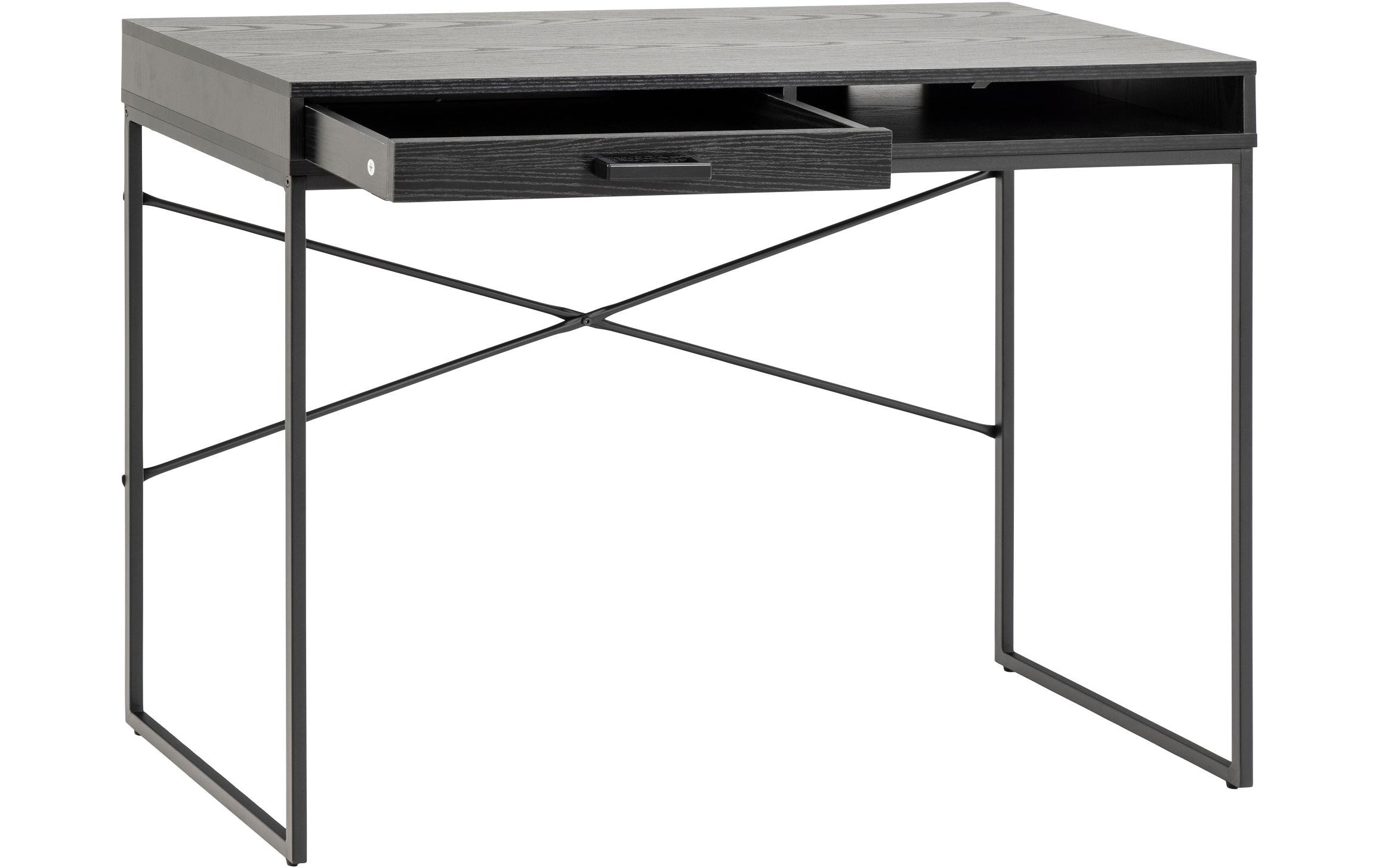 Seaford 1 Drawer Desk in Ash Black, Sleek Design, none