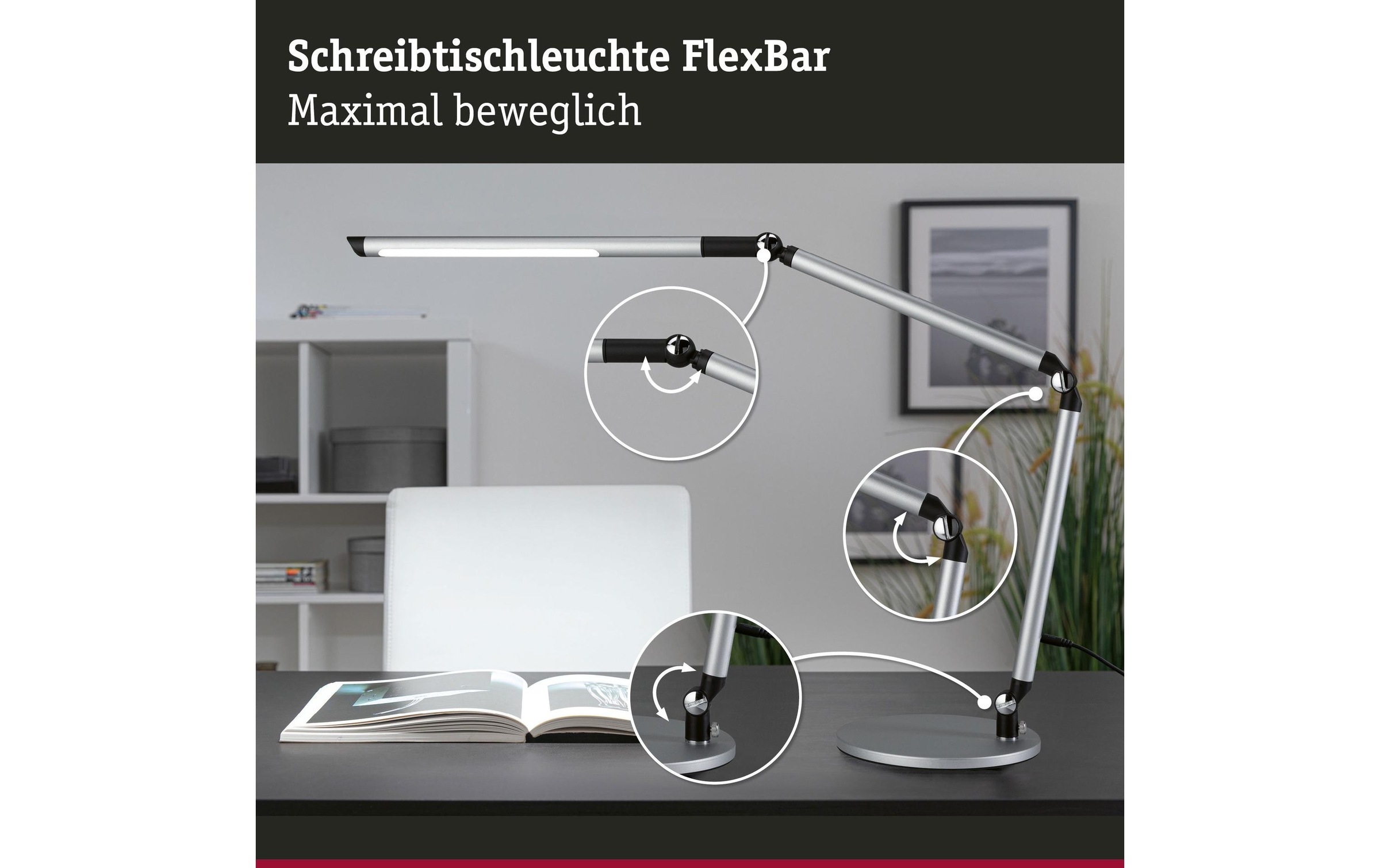 Paulmann Lampe de bureau LED »Paulmann Schreibtischleuchte LED 3-Step-Dim Silber« Module LED Blanc froid | blanc chaud